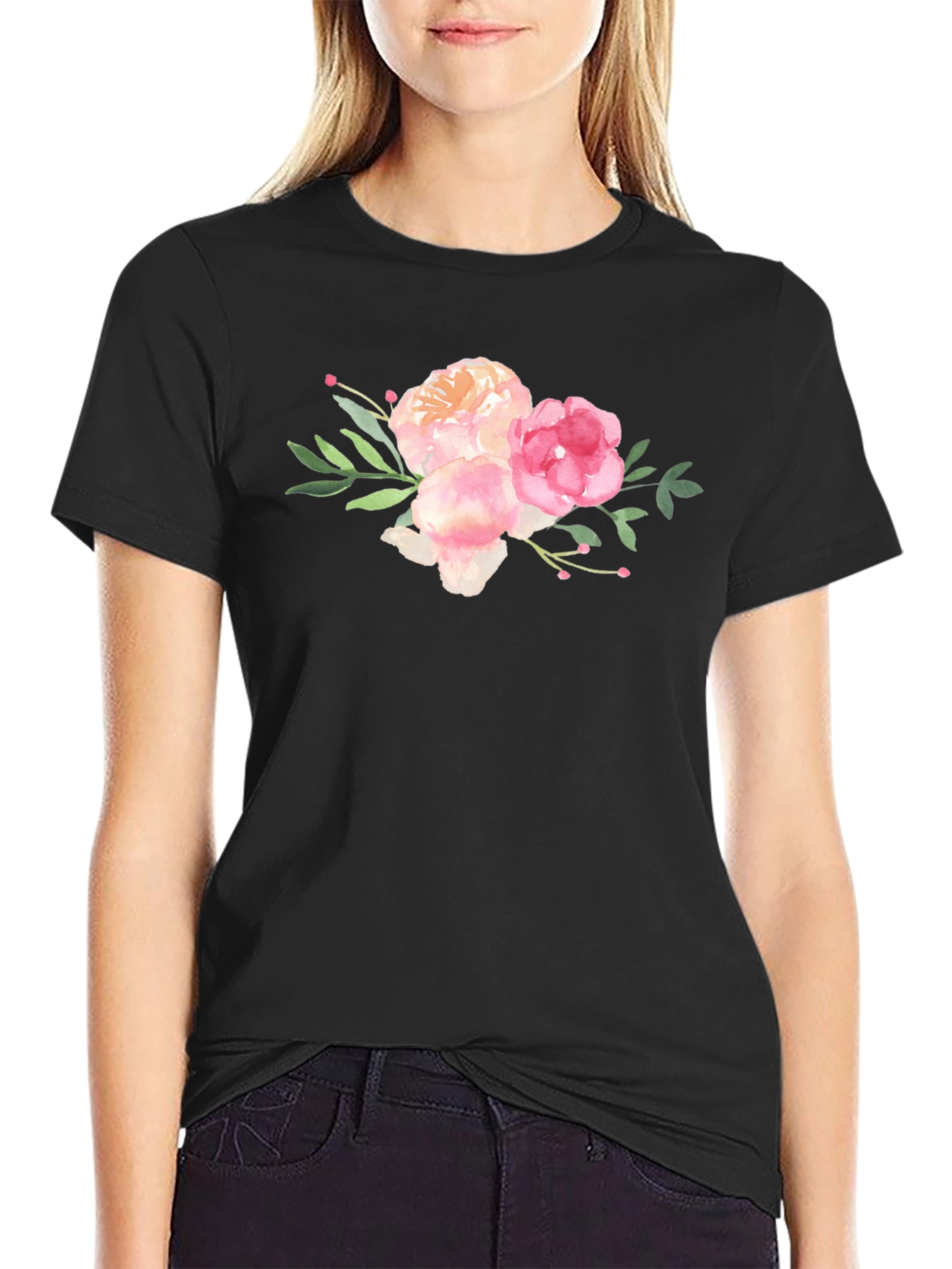 Floral Bouquet Black T-Shirt