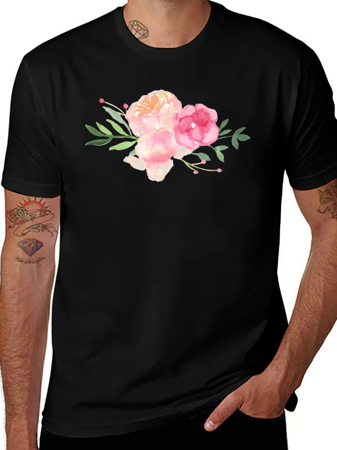 Floral Bouquet Black T-Shirt