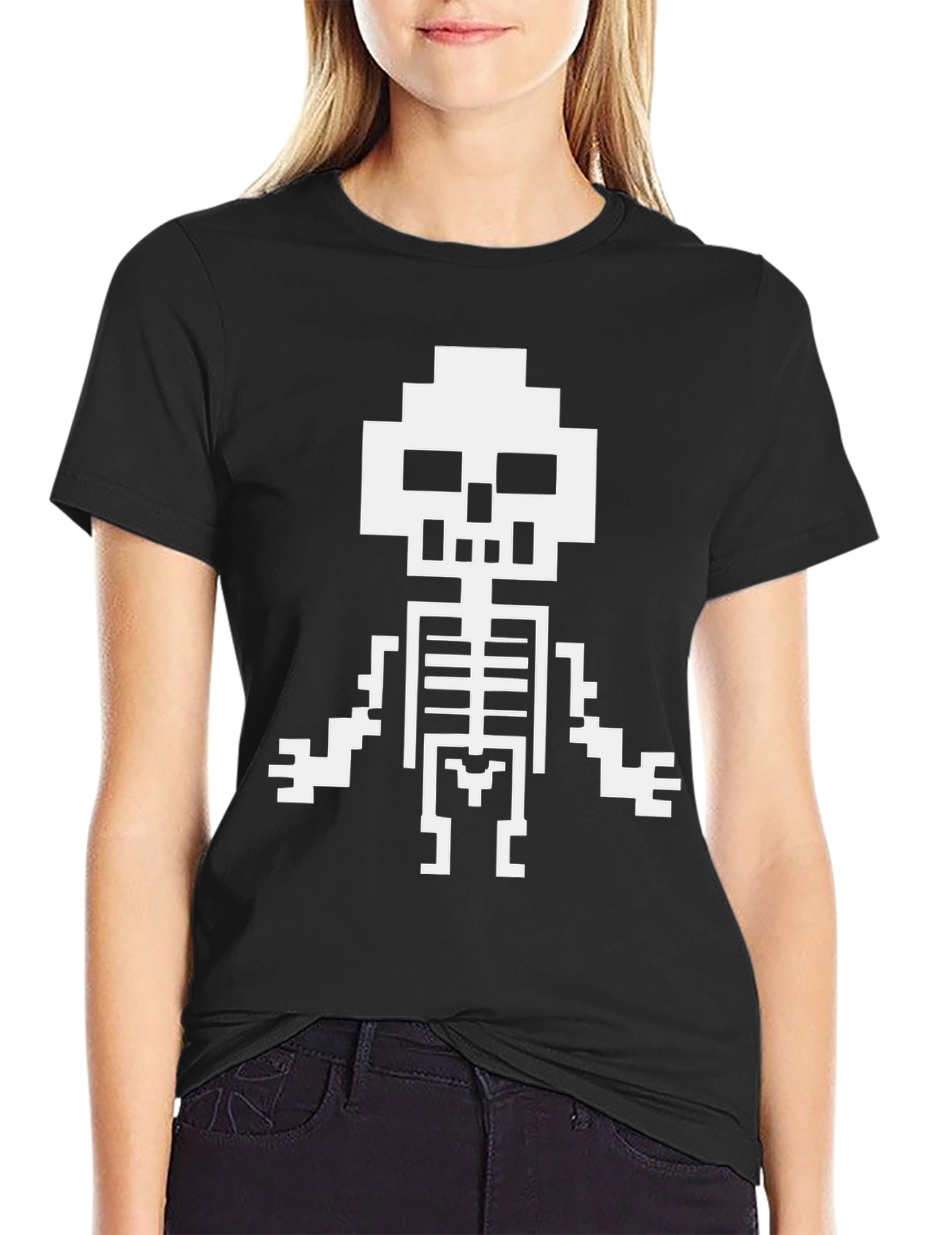 Pixel Skeleton Graphic Tee - Black