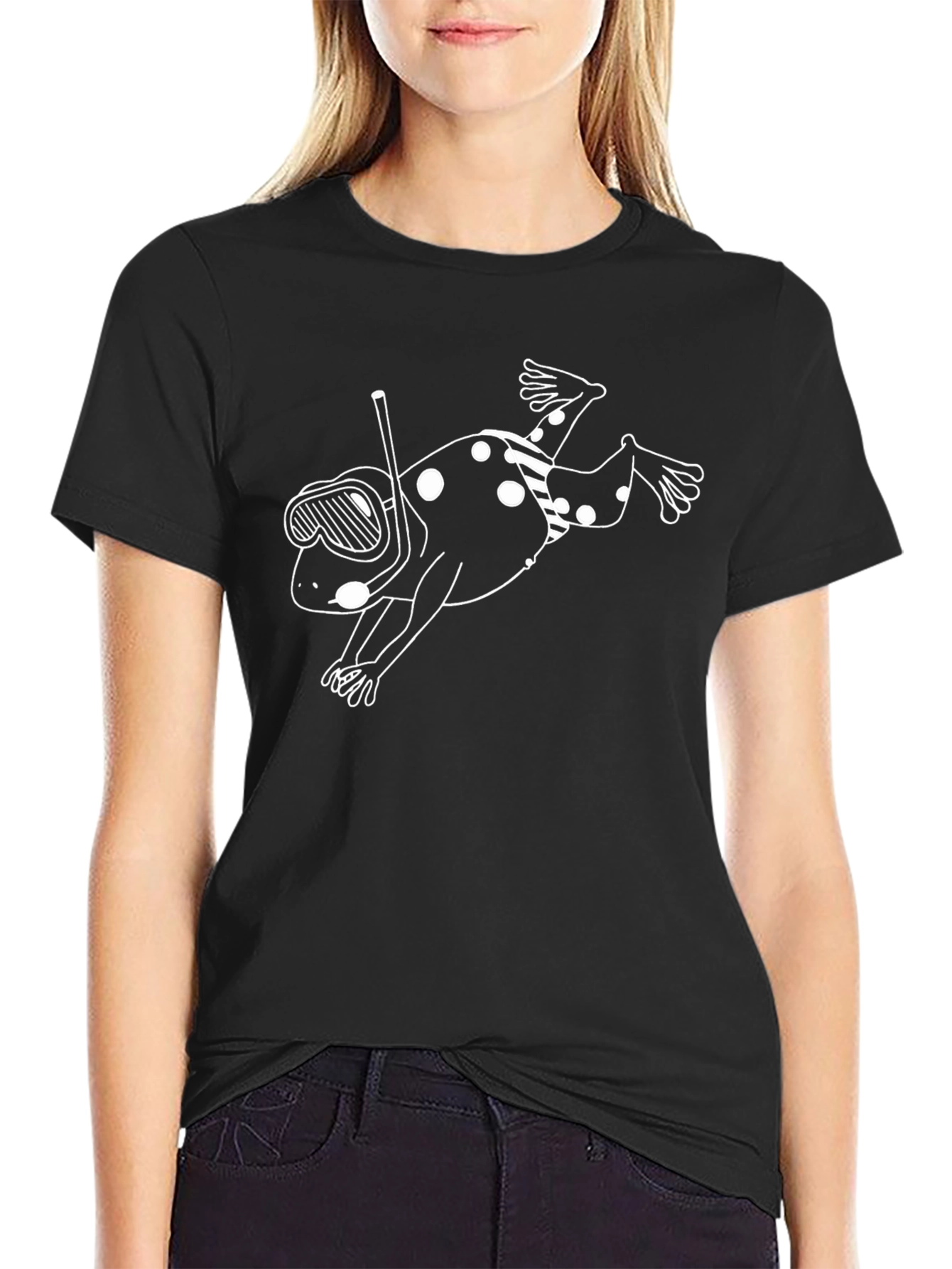 Funky Diving Frog Graphic T-Shirt