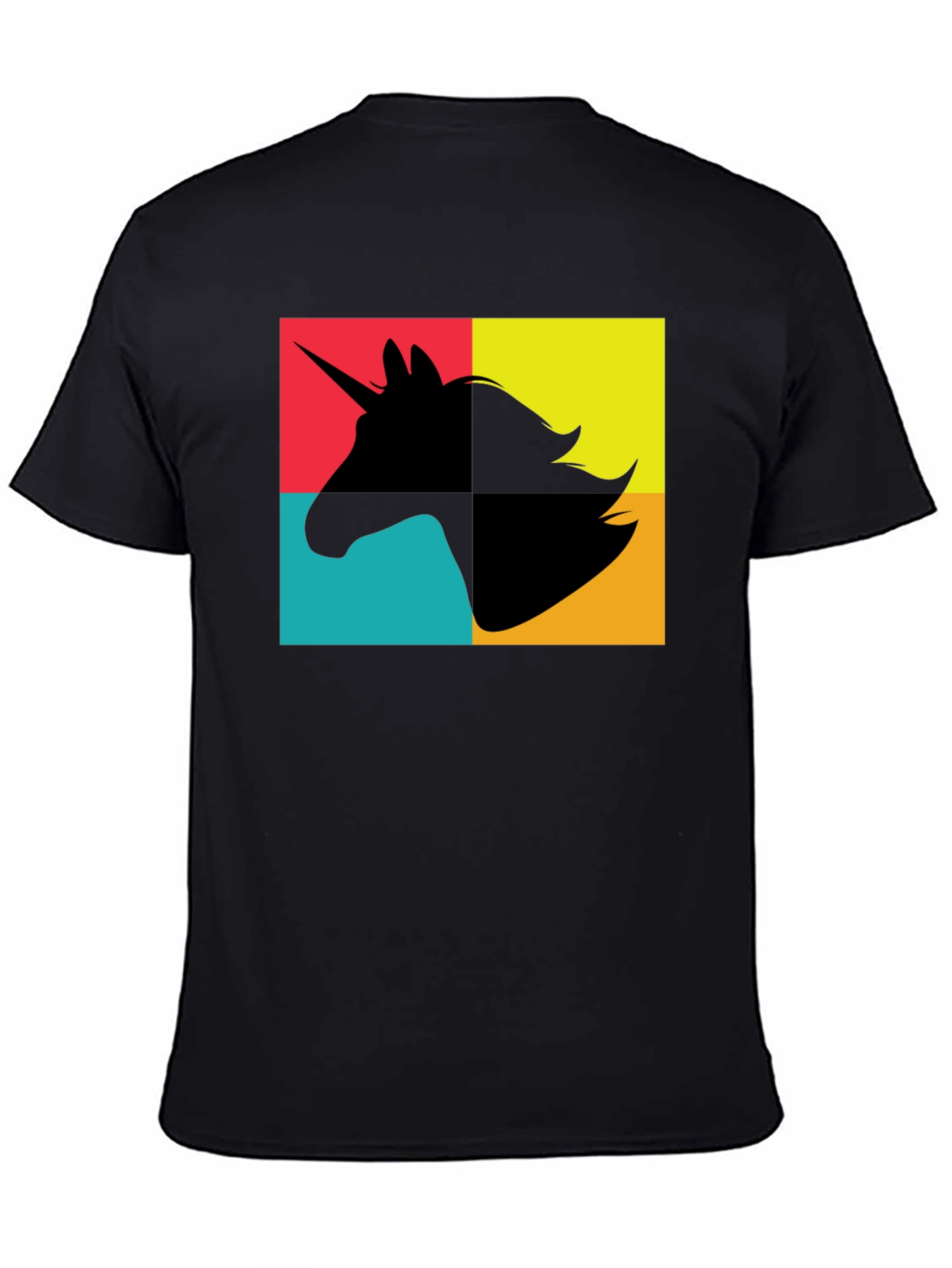 Unicorn Pop Art Graphic Black T-Shirt