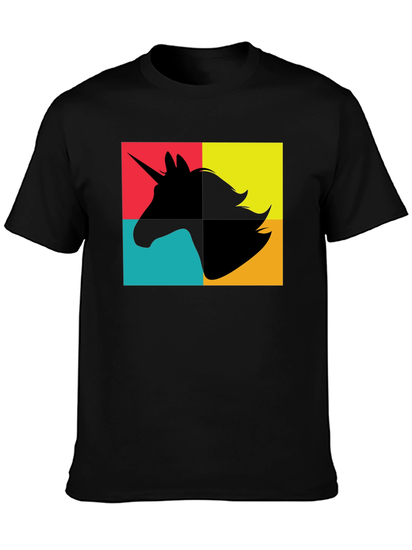 Unicorn Pop Art Graphic Black T-Shirt