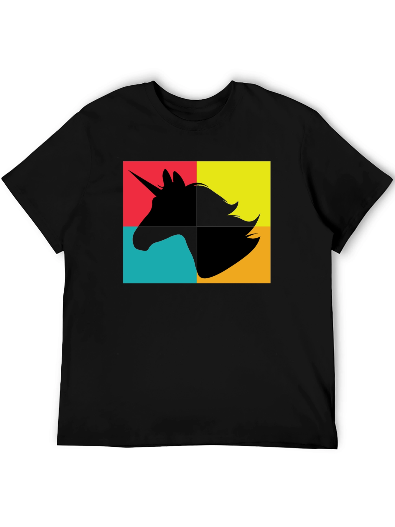 Unicorn Pop Art Graphic Black T-Shirt