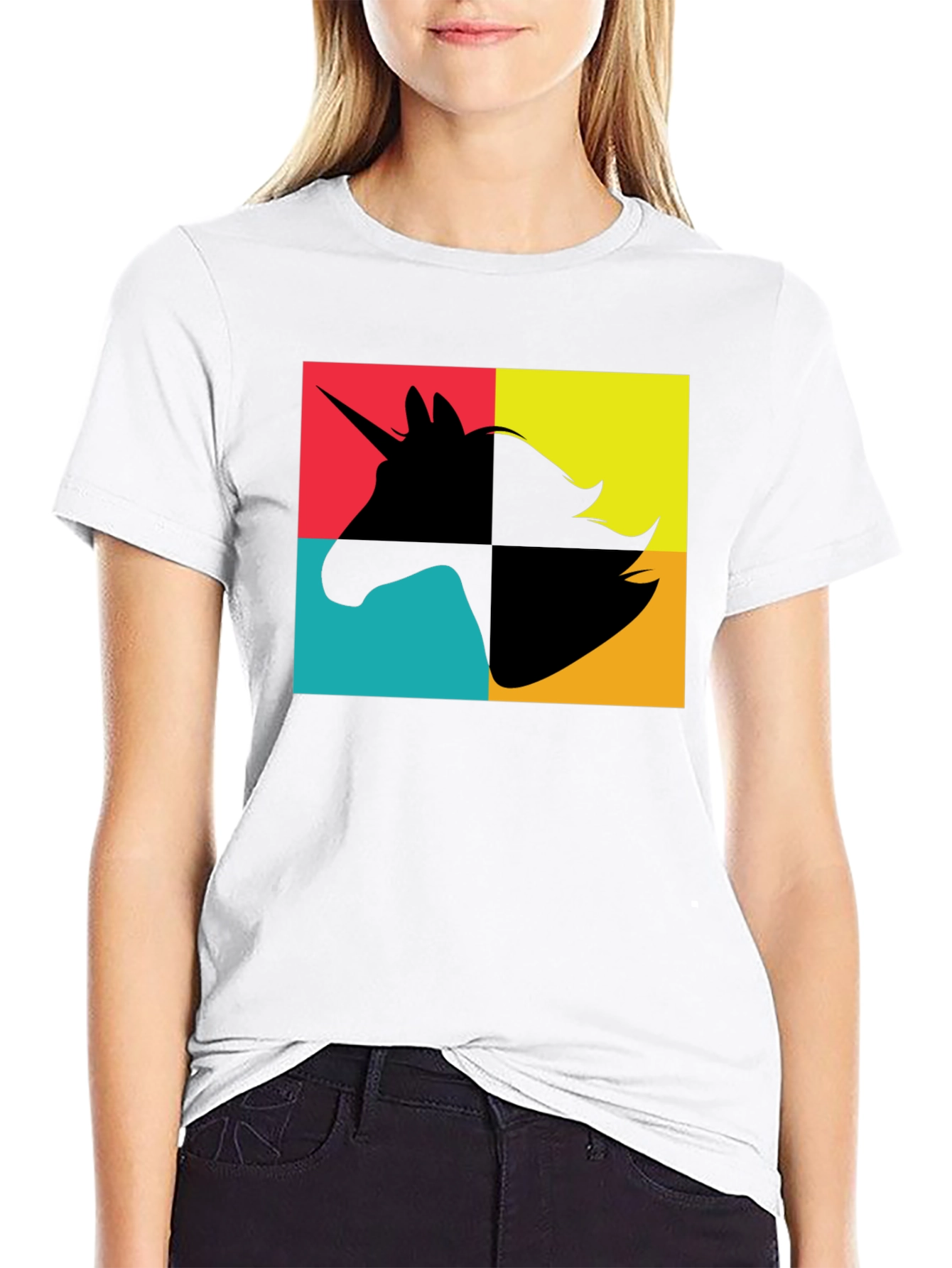 Unicorn Pop Art Graphic Black T-Shirt