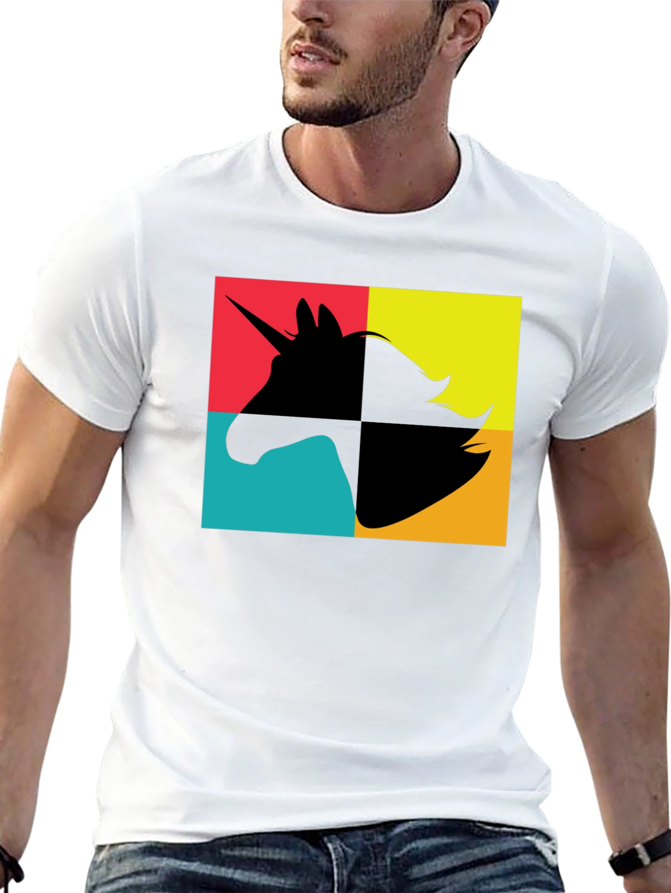 Unicorn Pop Art Graphic Black T-Shirt