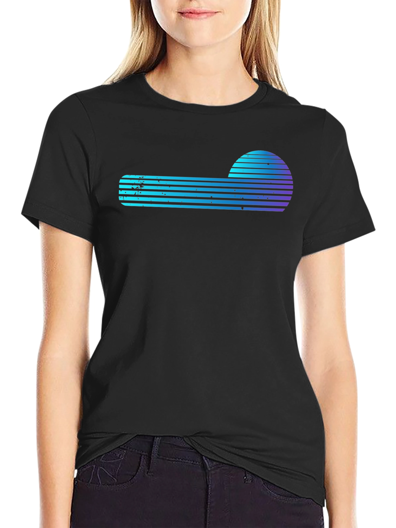 Retro Wave Graphic Tee - Synthwave Sun Design