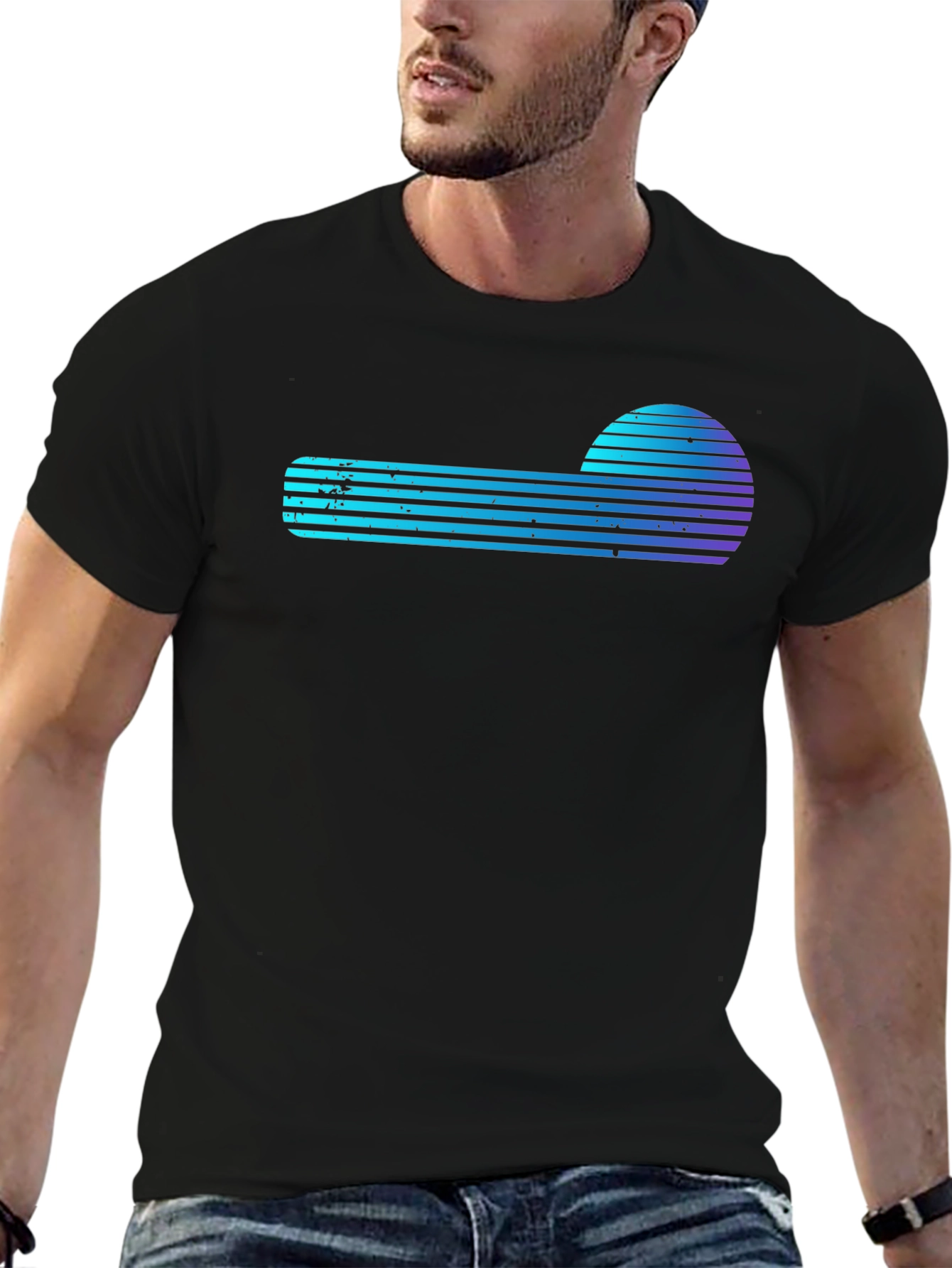 Retro Wave Graphic Tee - Synthwave Sun Design