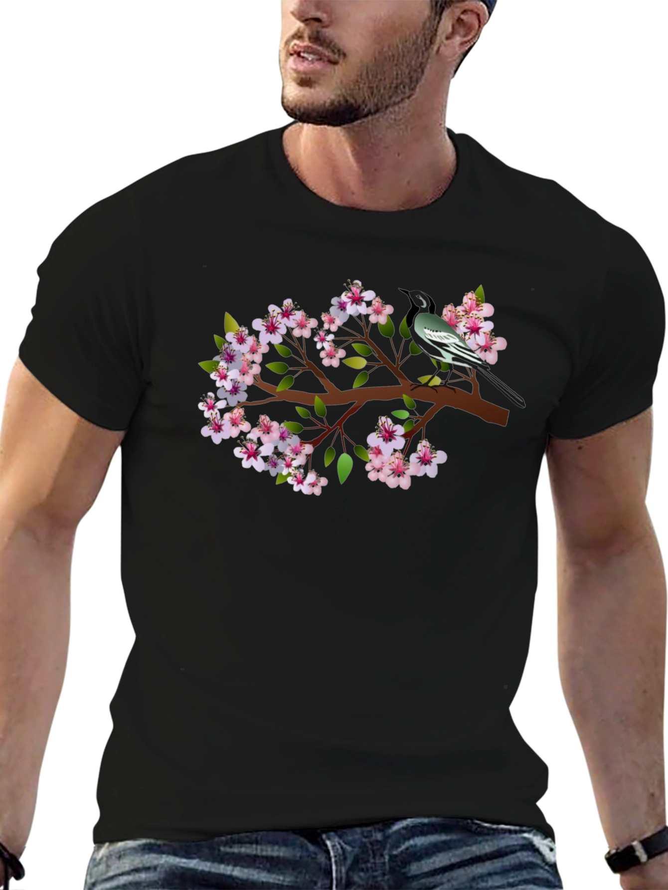 Bird & Blossom Graphic Tee - Stylish Casual Wear