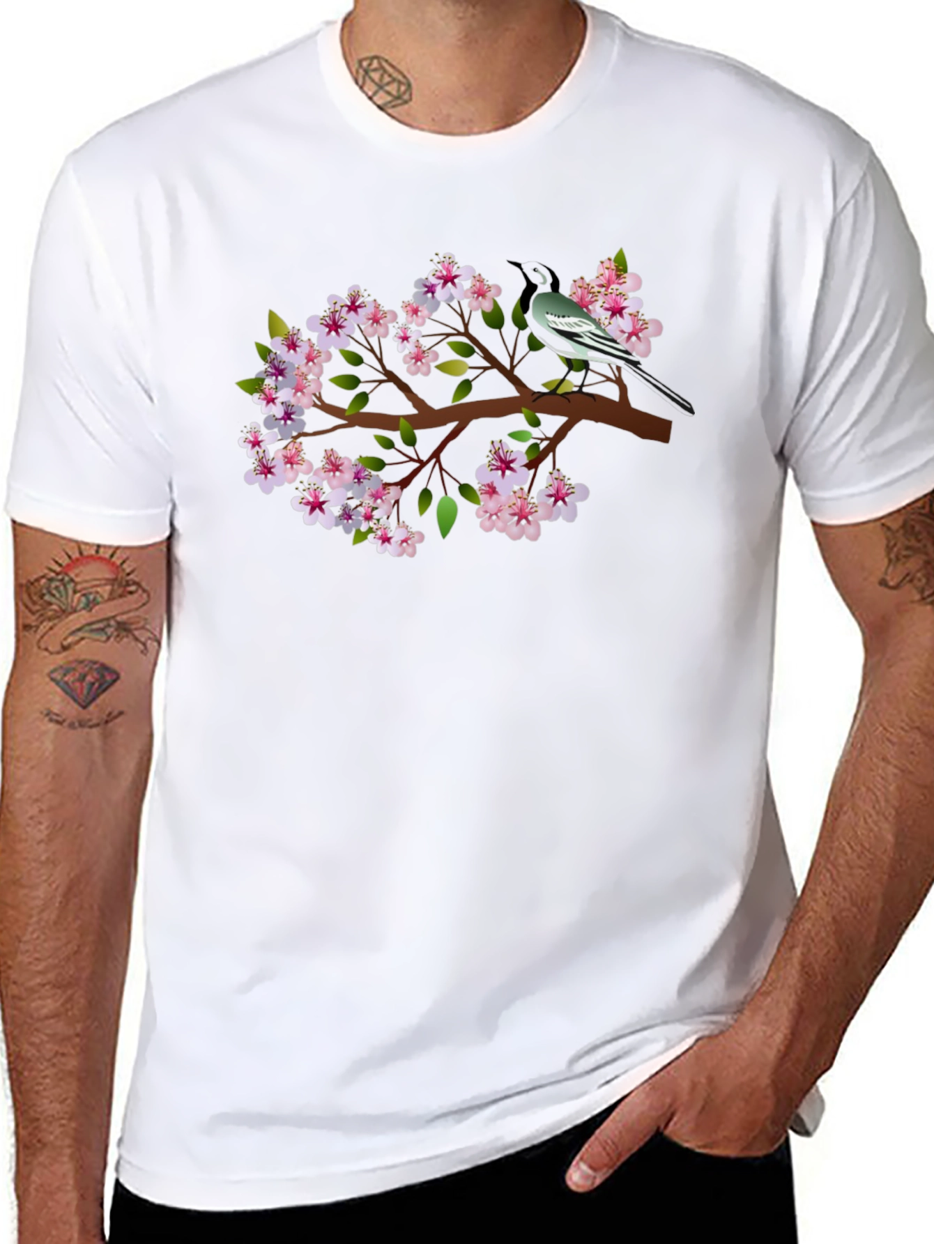 Bird & Blossom Graphic Tee - Stylish Casual Wear