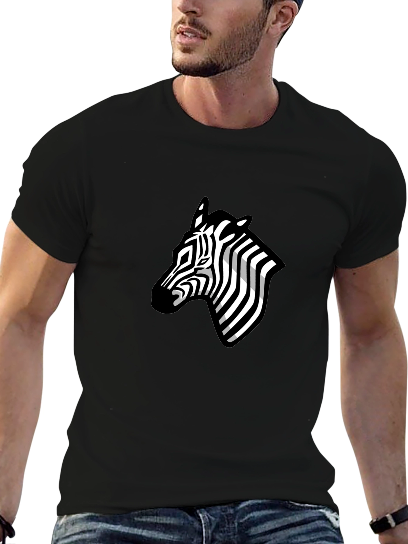 Zebra Head Graphic Tee - Black Casual T-Shirt
