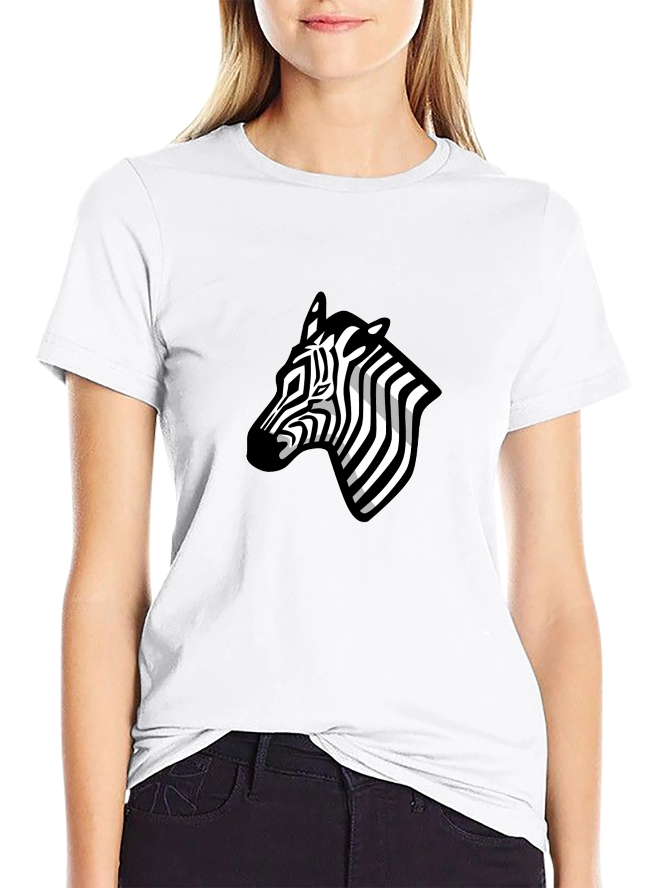Zebra Head Graphic Tee - Black Casual T-Shirt