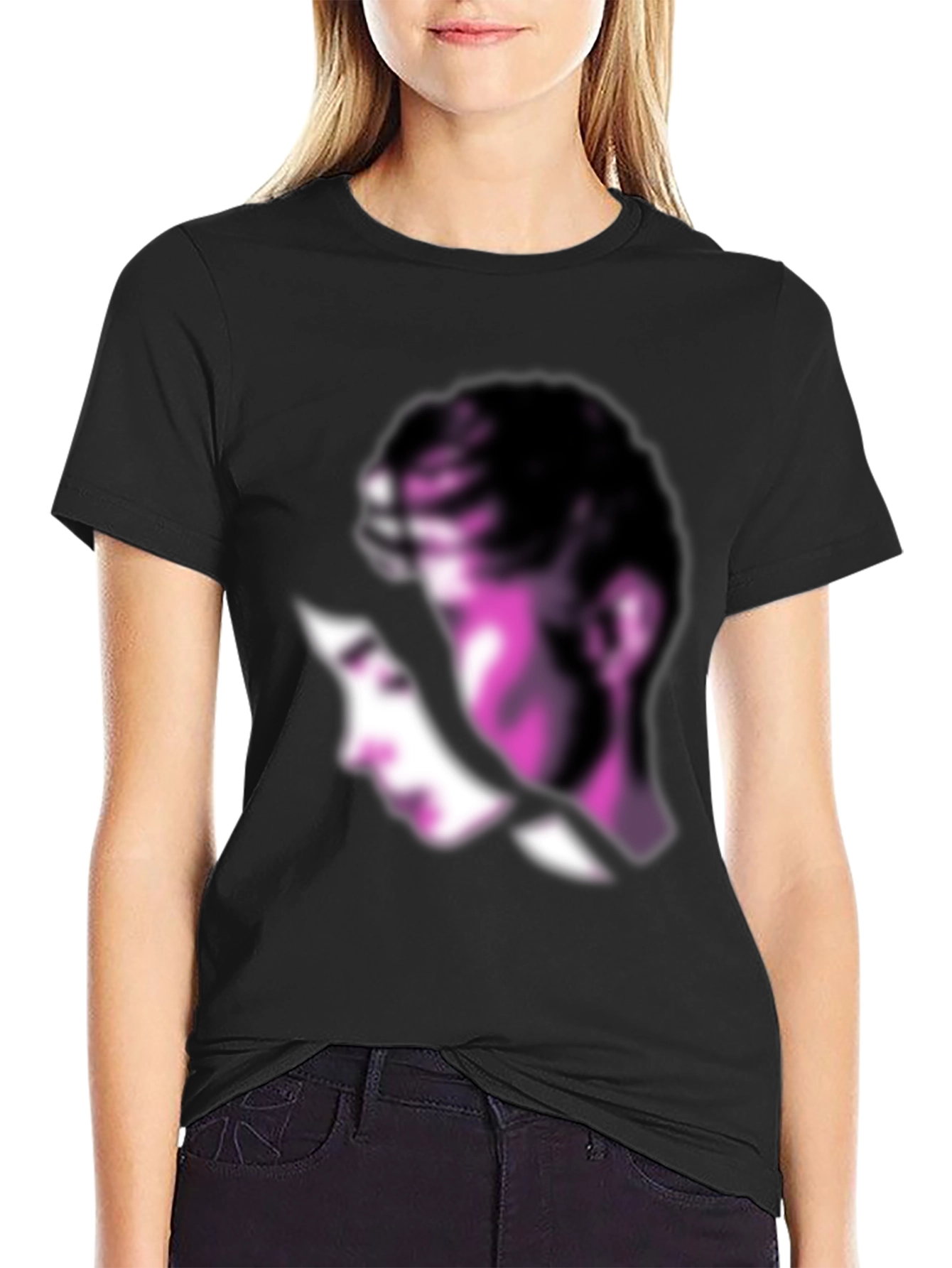Abstract Purple Silhouette Black T-Shirt