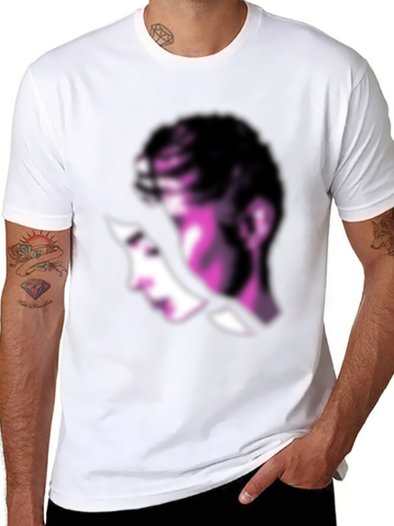 Abstract Purple Silhouette Black T-Shirt