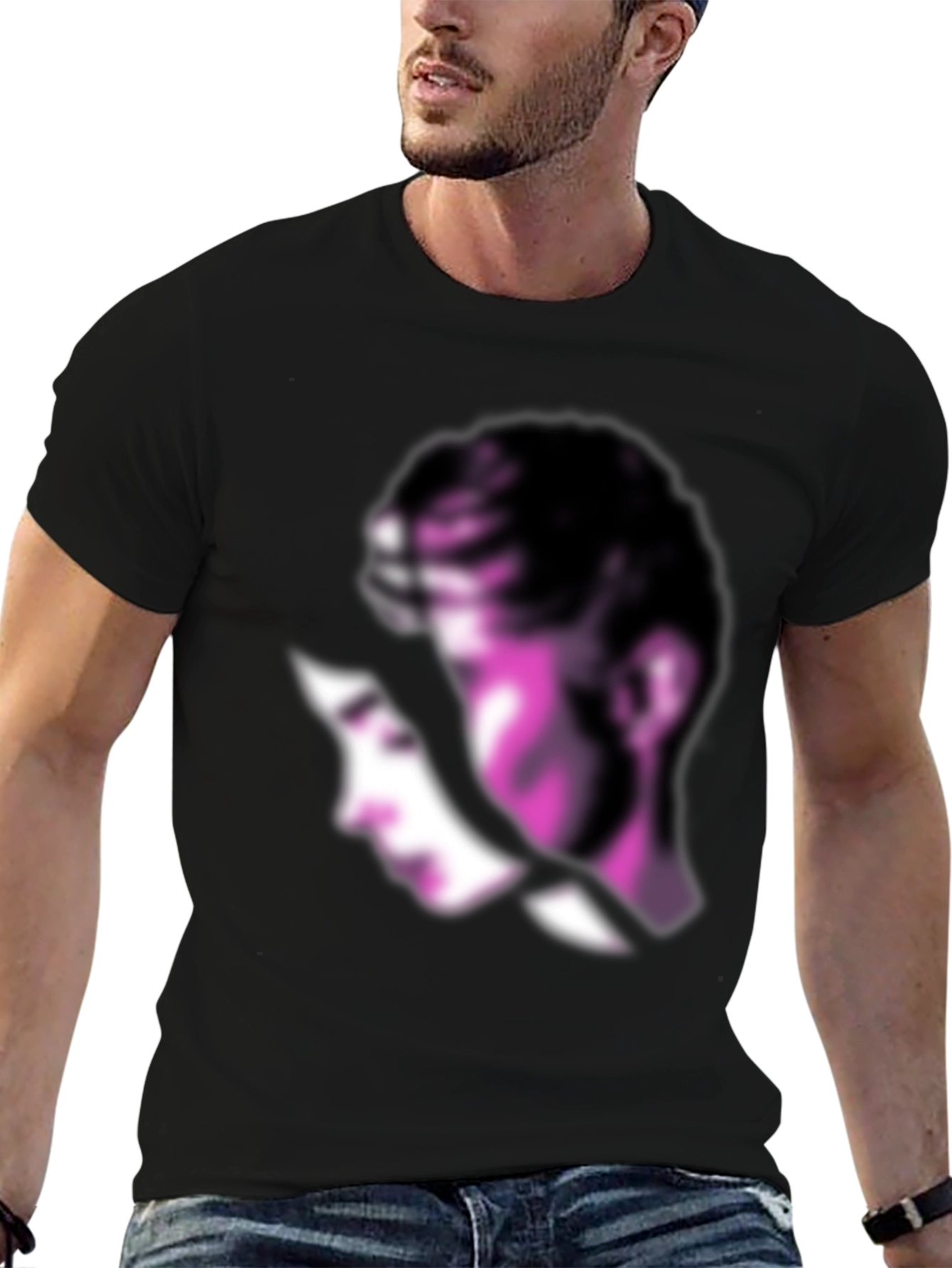Abstract Purple Silhouette Black T-Shirt