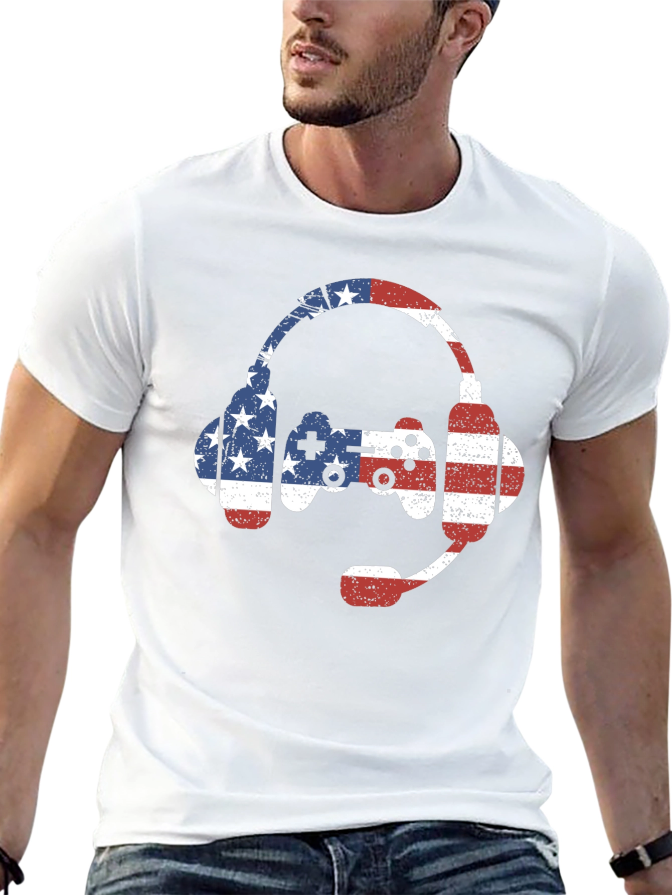 American Flag Gamer T-Shirt - Patriotic Gaming Tee