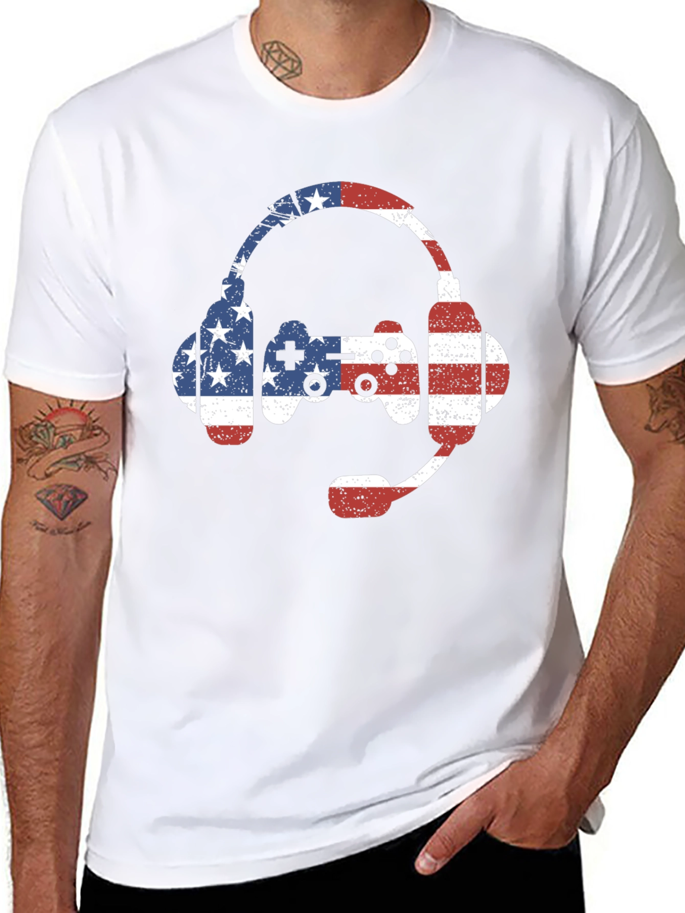 American Flag Gamer T-Shirt - Patriotic Gaming Tee