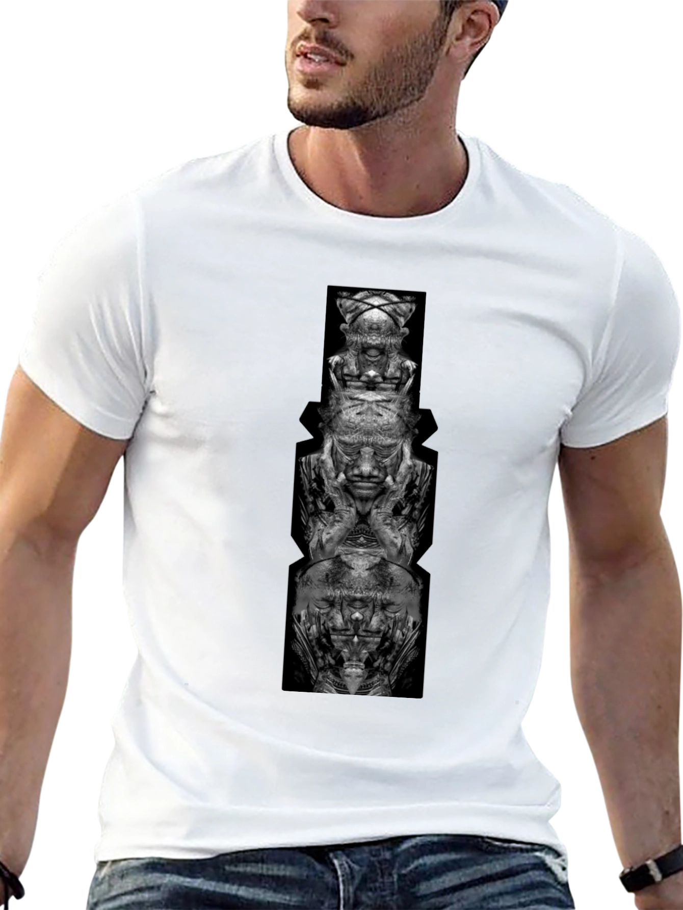 Abstract Totem Graphic Black T-Shirt