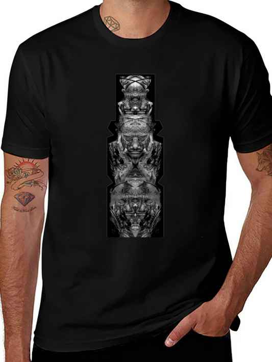 Abstract Totem Graphic Black T-Shirt