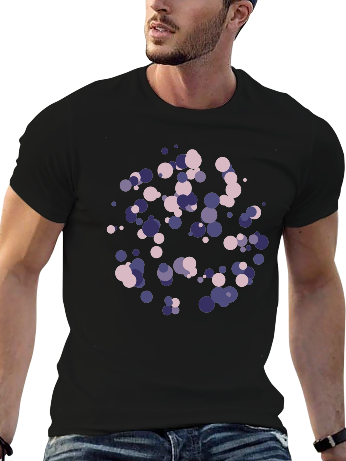 Abstract Dot Pattern Black T-Shirt