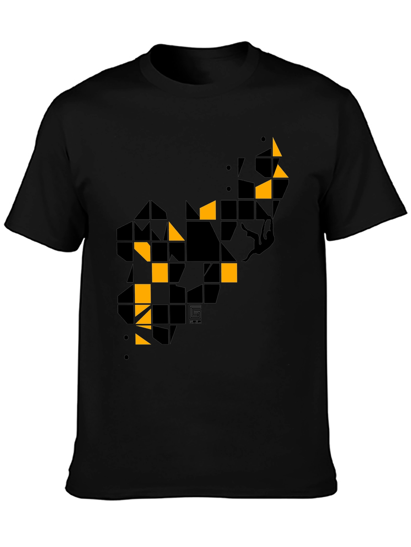 Geometric Graphic Print Mens Black T-Shirt