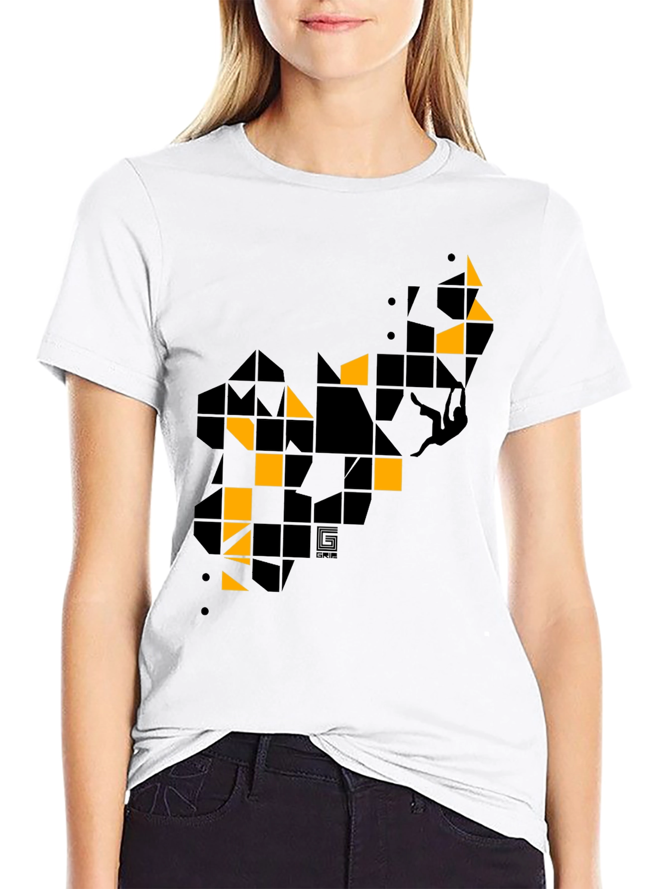 Geometric Graphic Print Mens Black T-Shirt