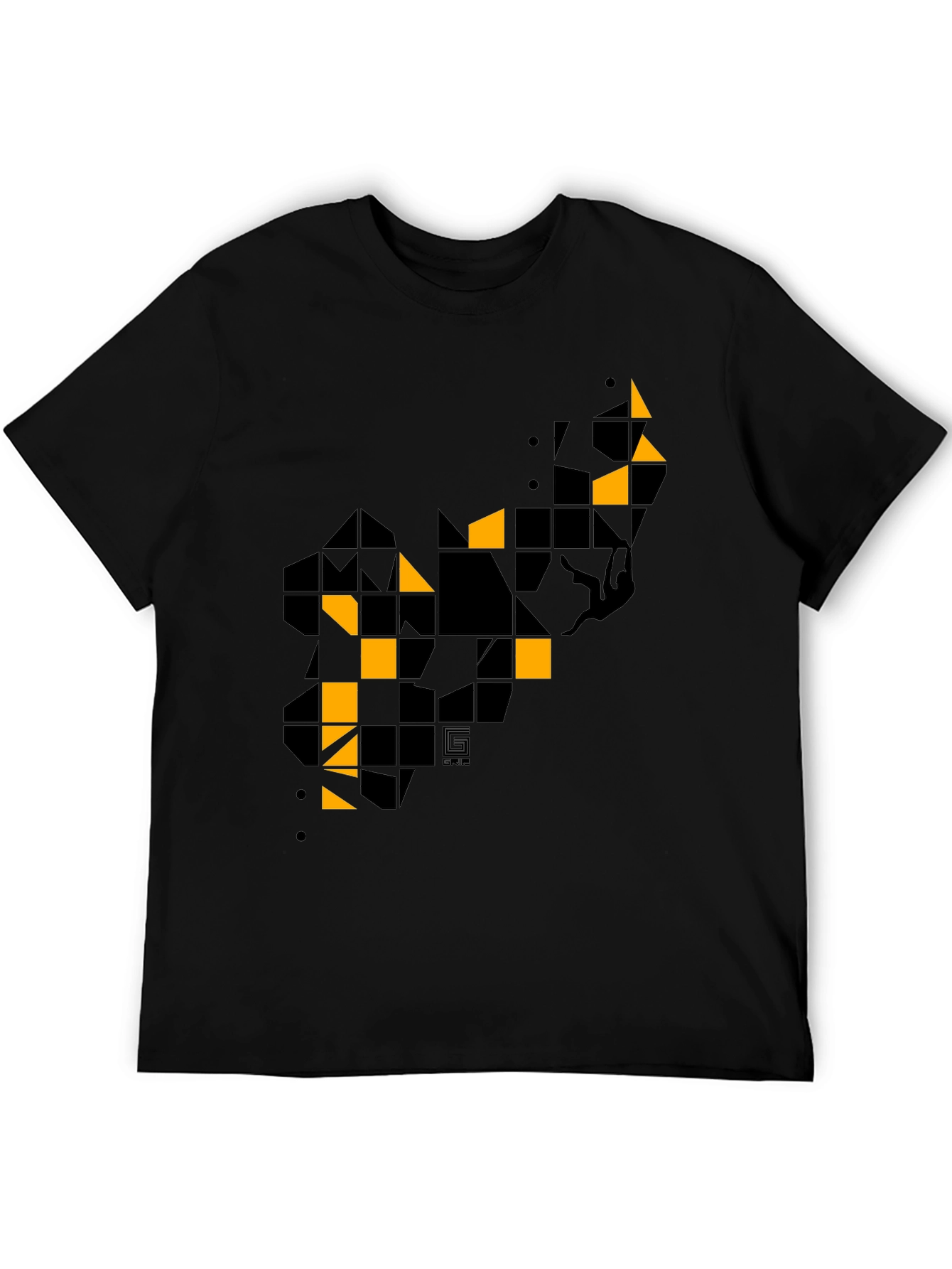 Geometric Graphic Print Mens Black T-Shirt
