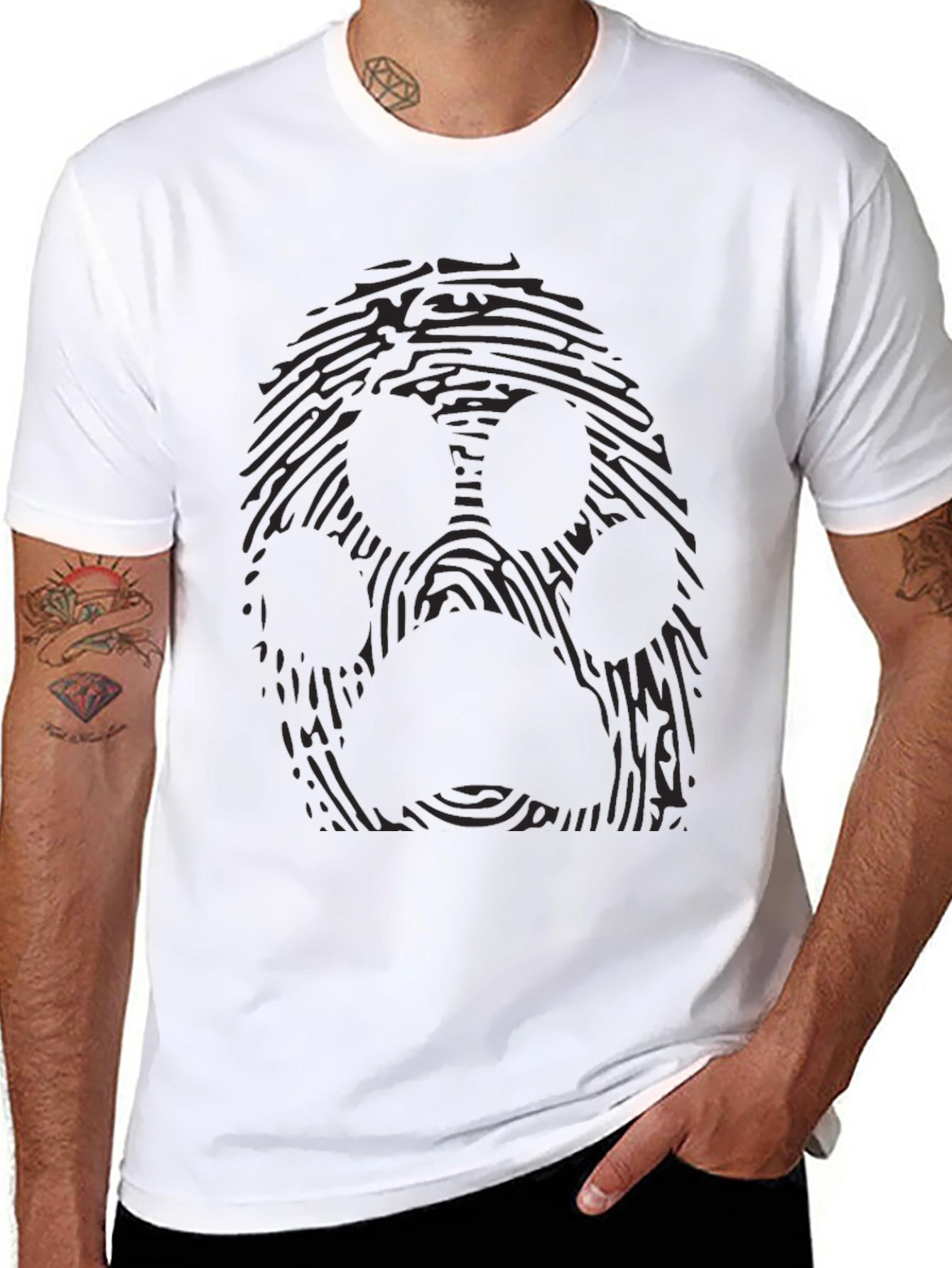 Black Fingerprint Paw Print Graphic Tee