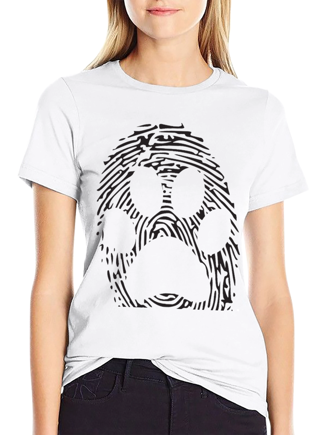 Black Fingerprint Paw Print Graphic Tee