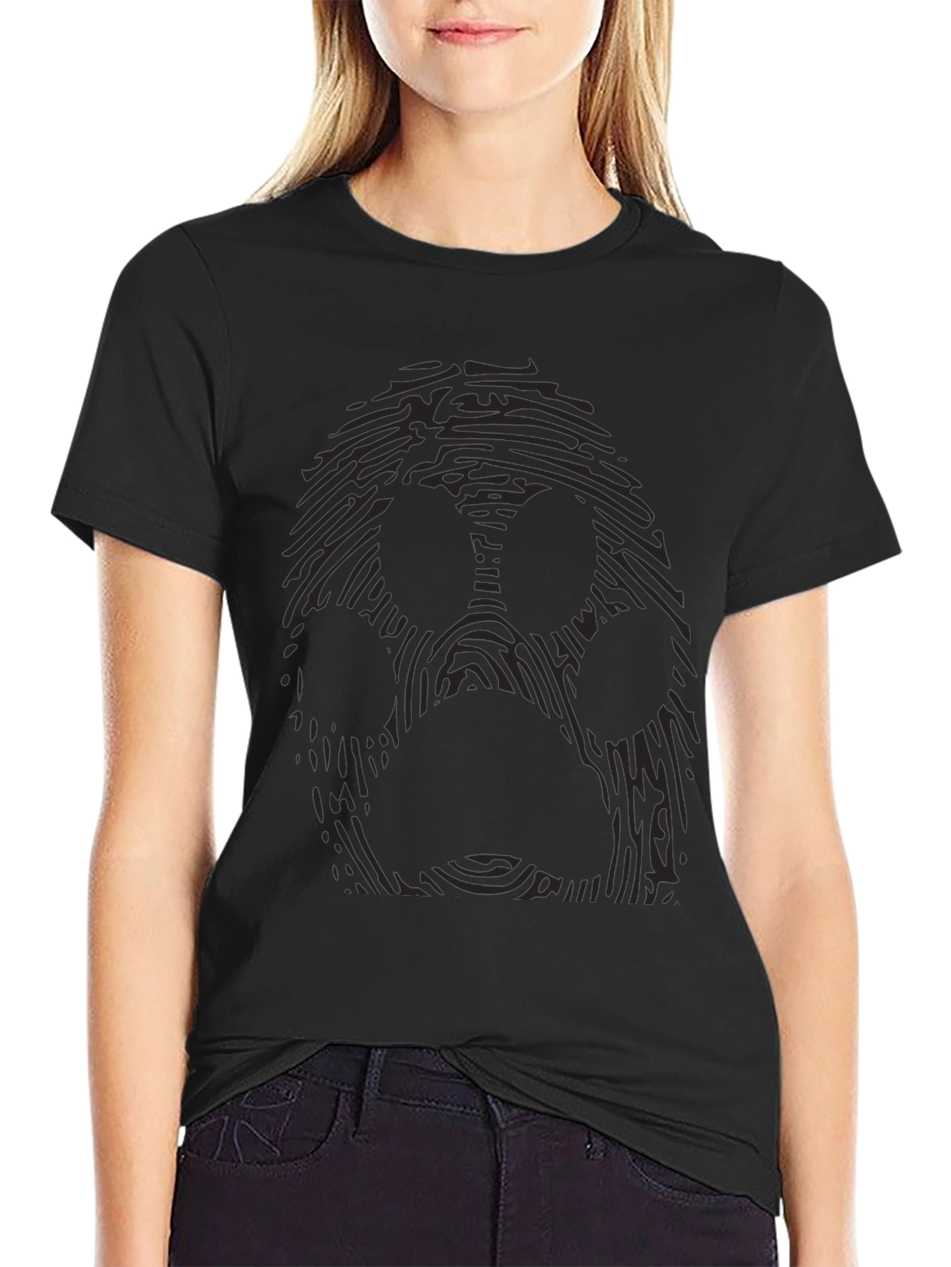 Black Fingerprint Paw Print Graphic Tee