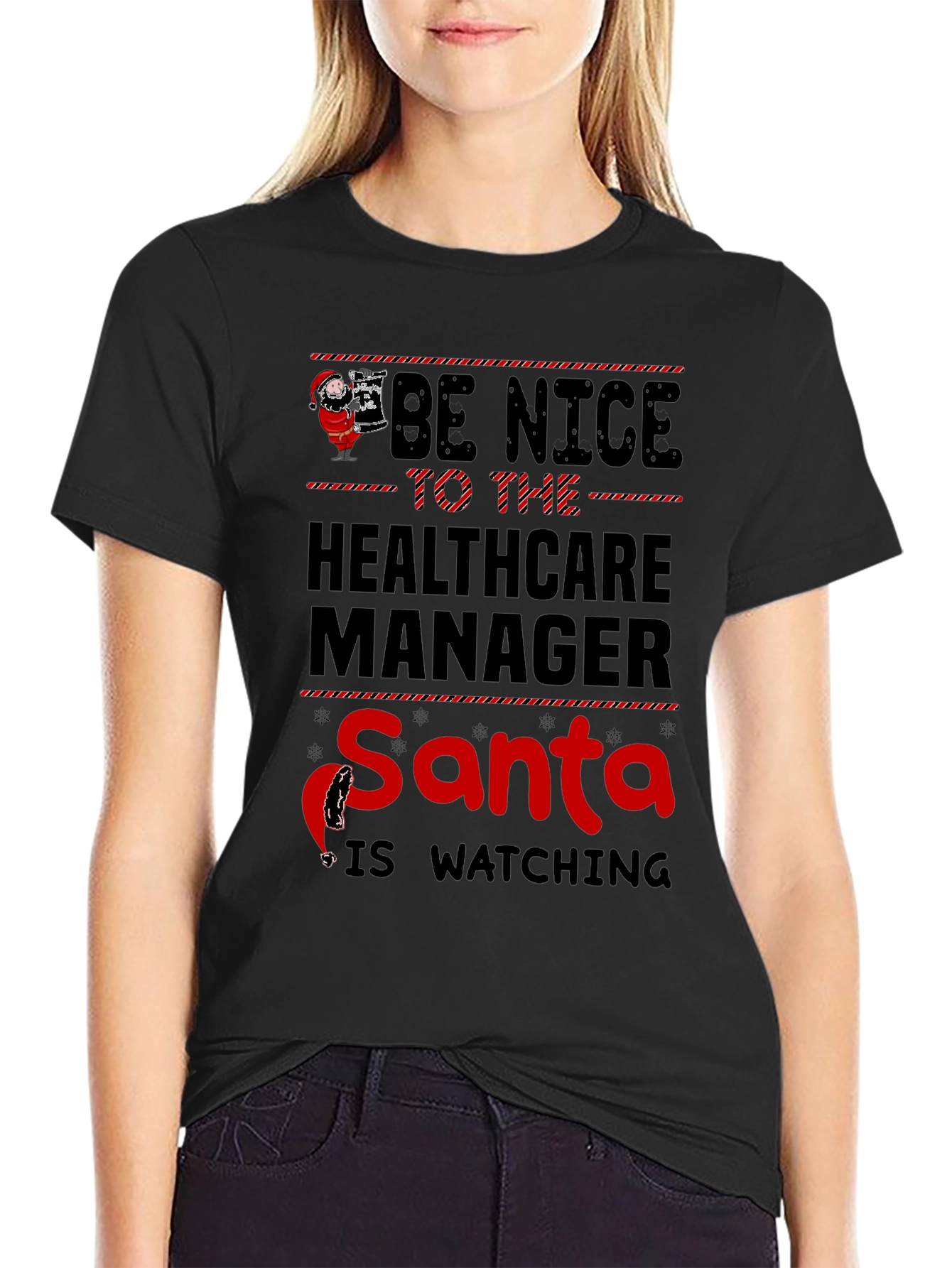 Healthcare Manager Santa Watching T-Shirt
