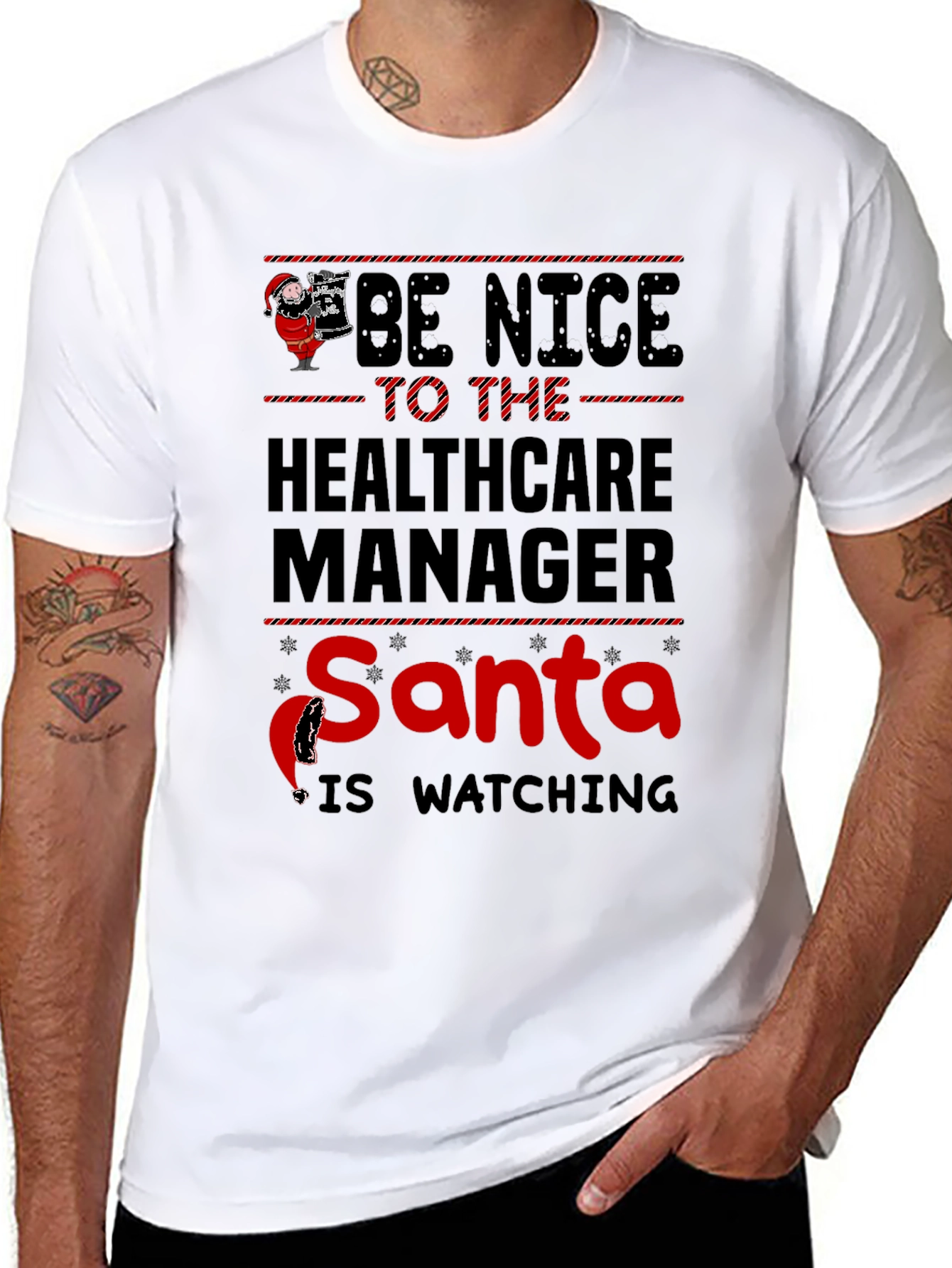 Healthcare Manager Santa Watching T-Shirt
