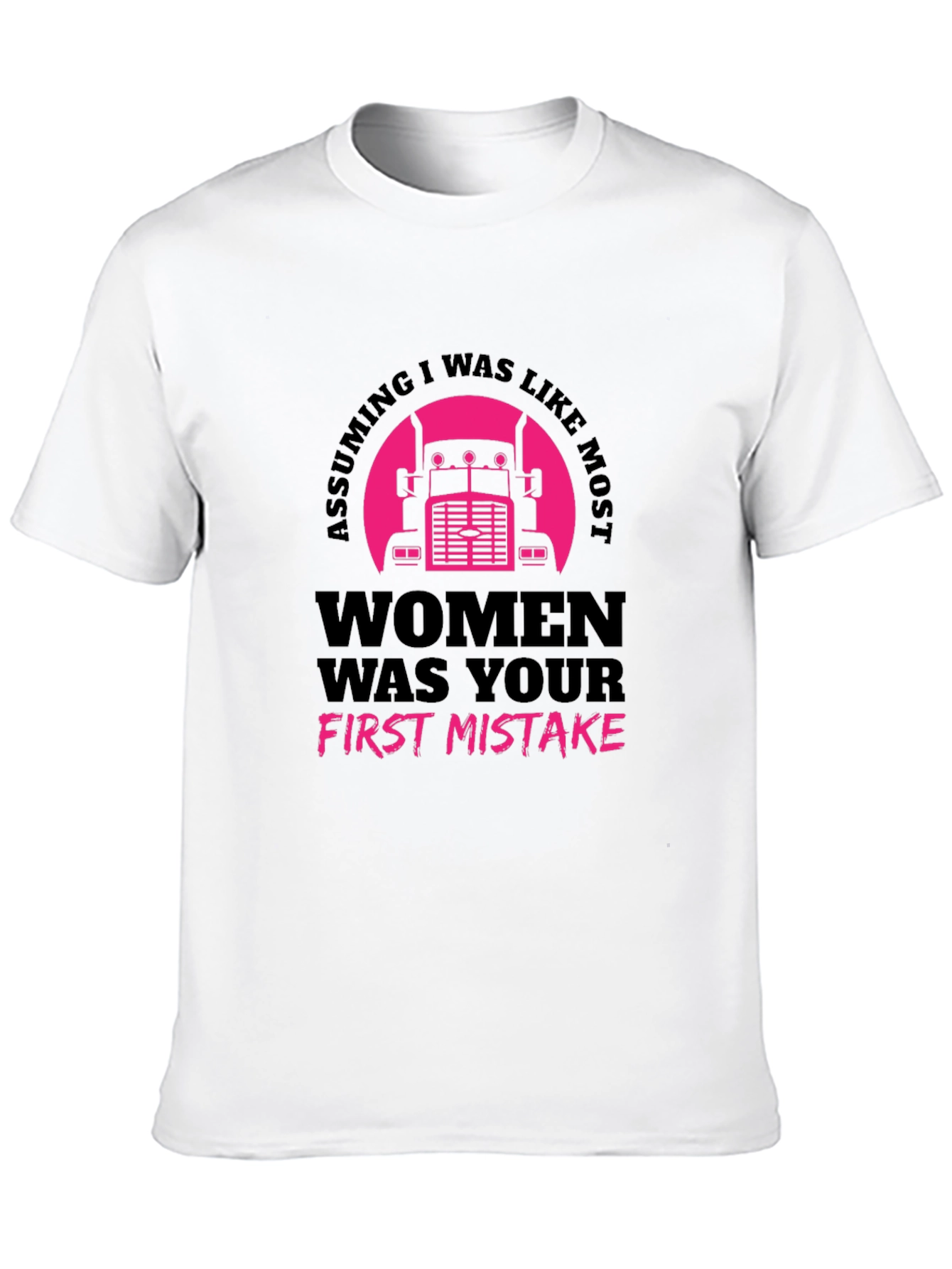 Assuming Women Trucker Black T-Shirt