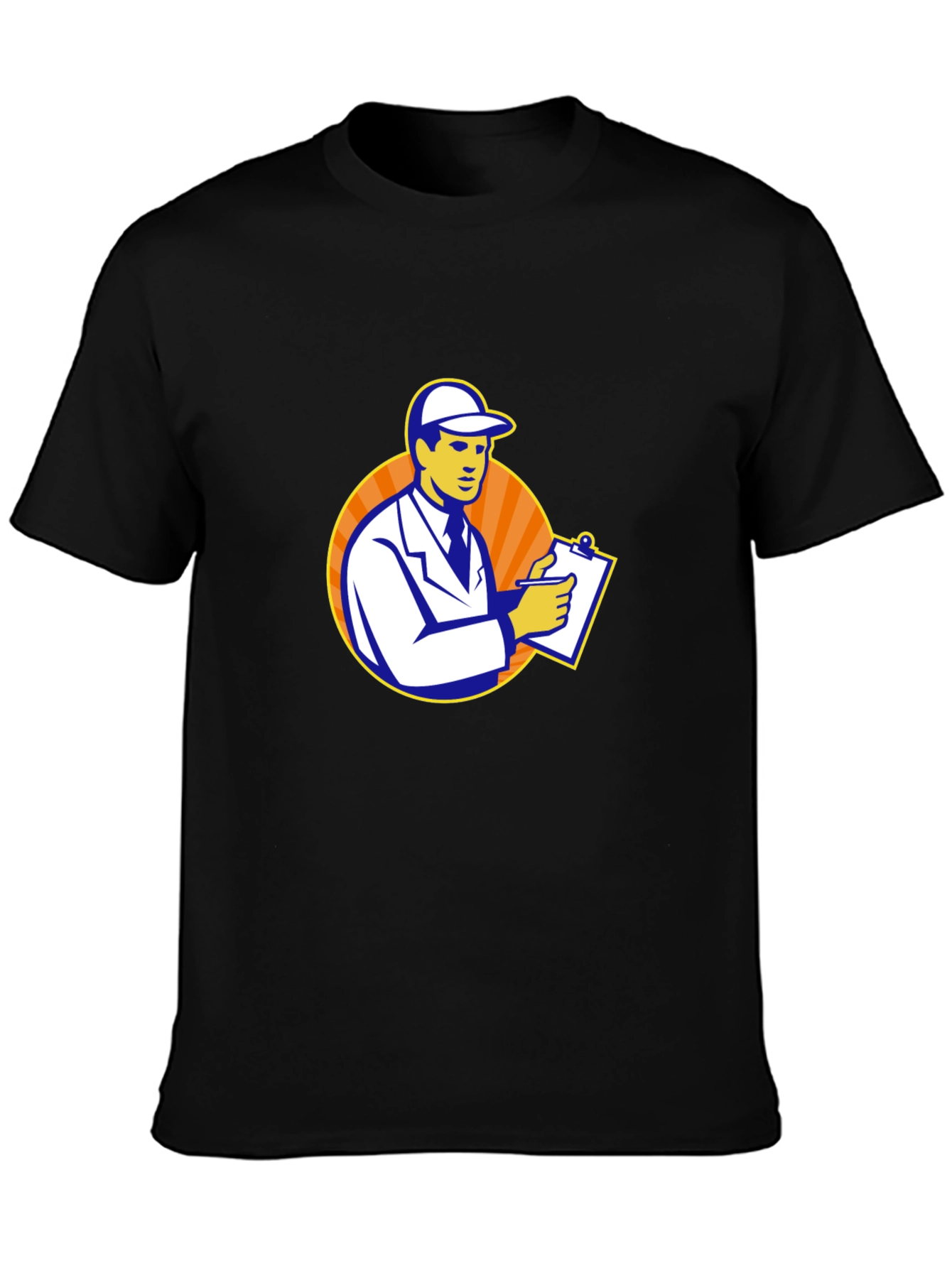 Cartoon Inspector Graphic Black T-Shirt