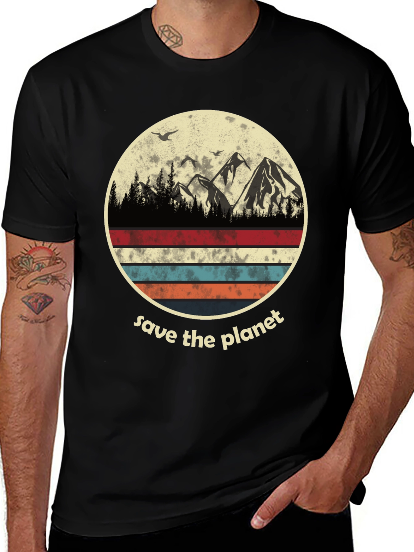 Save the Planet Graphic Tee - Mountain Scene