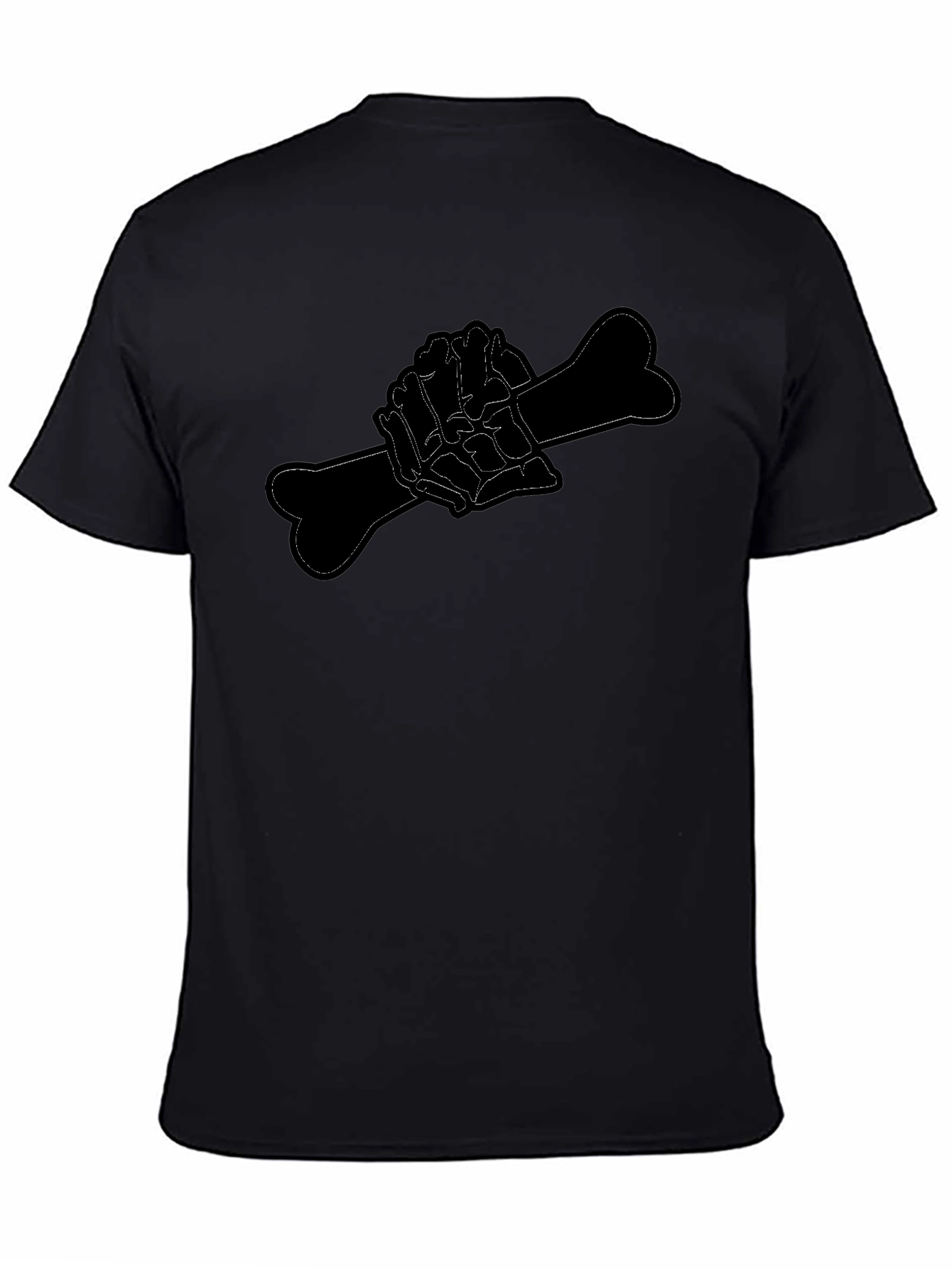 Black Tee with Bone Hand Design