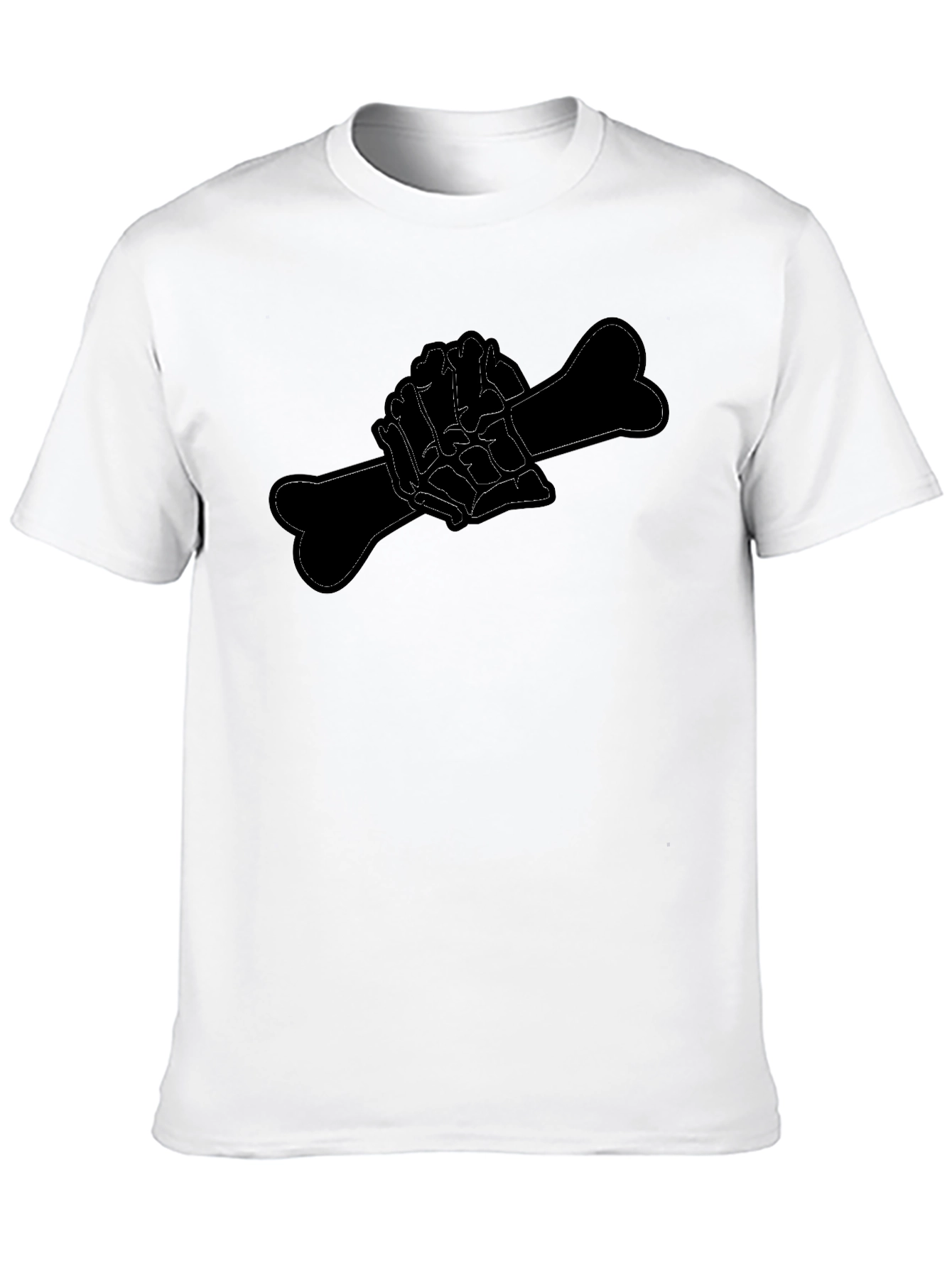 Black Tee with Bone Hand Design