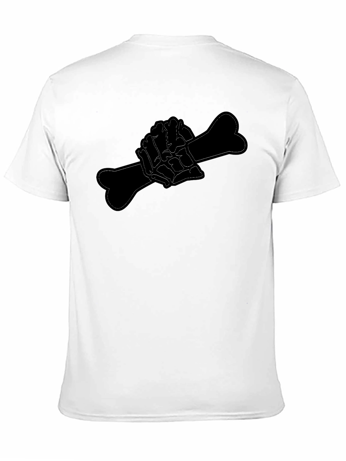 Black Tee with Bone Hand Design