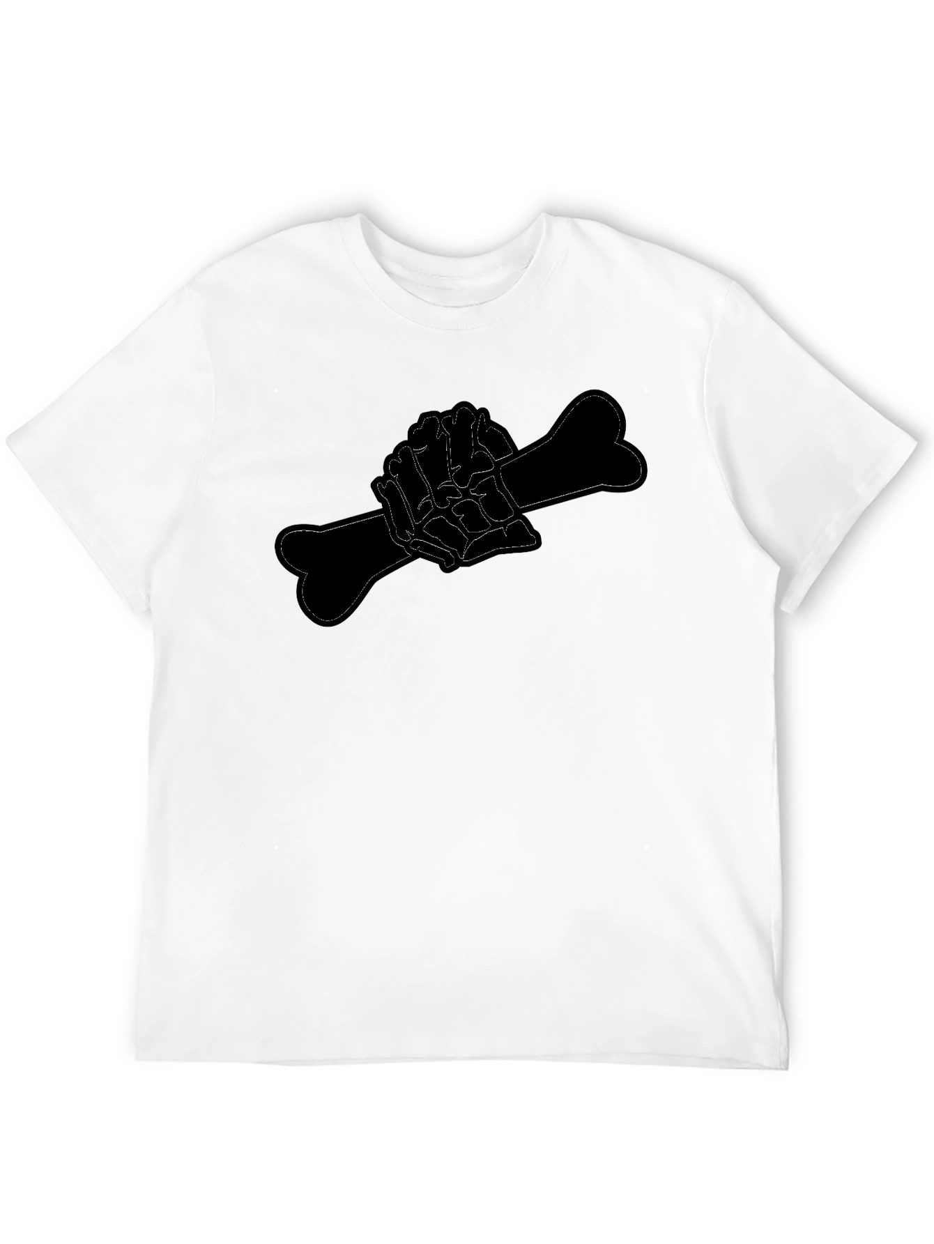 Black Tee with Bone Hand Design