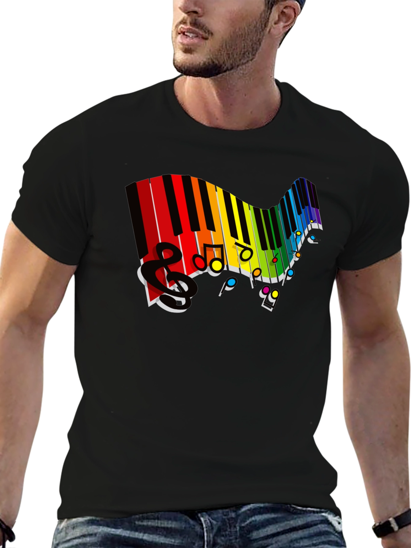 Rainbow Piano Keys Music T-Shirt