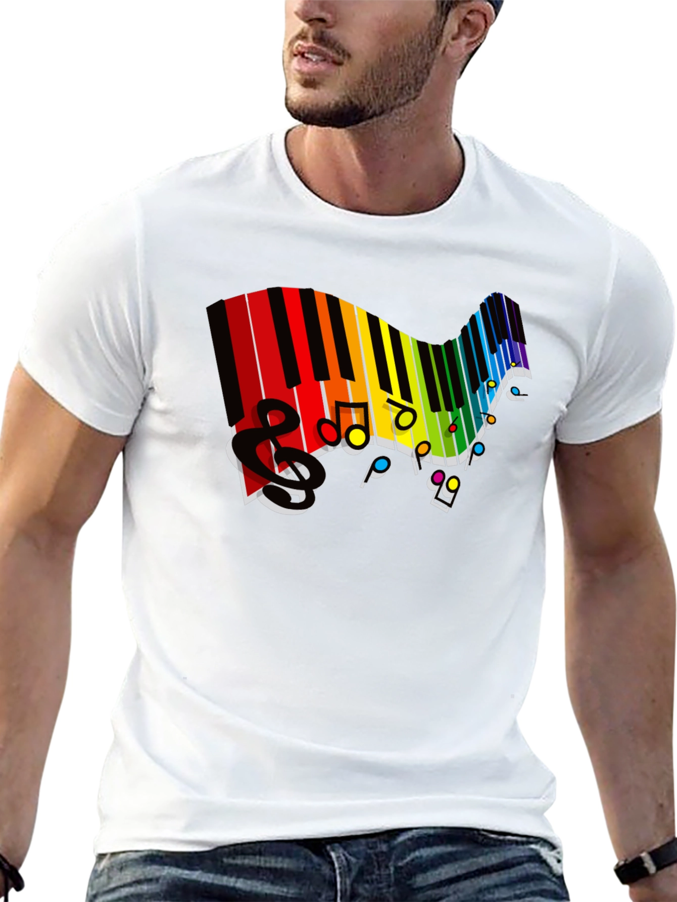 Rainbow Piano Keys Music T-Shirt