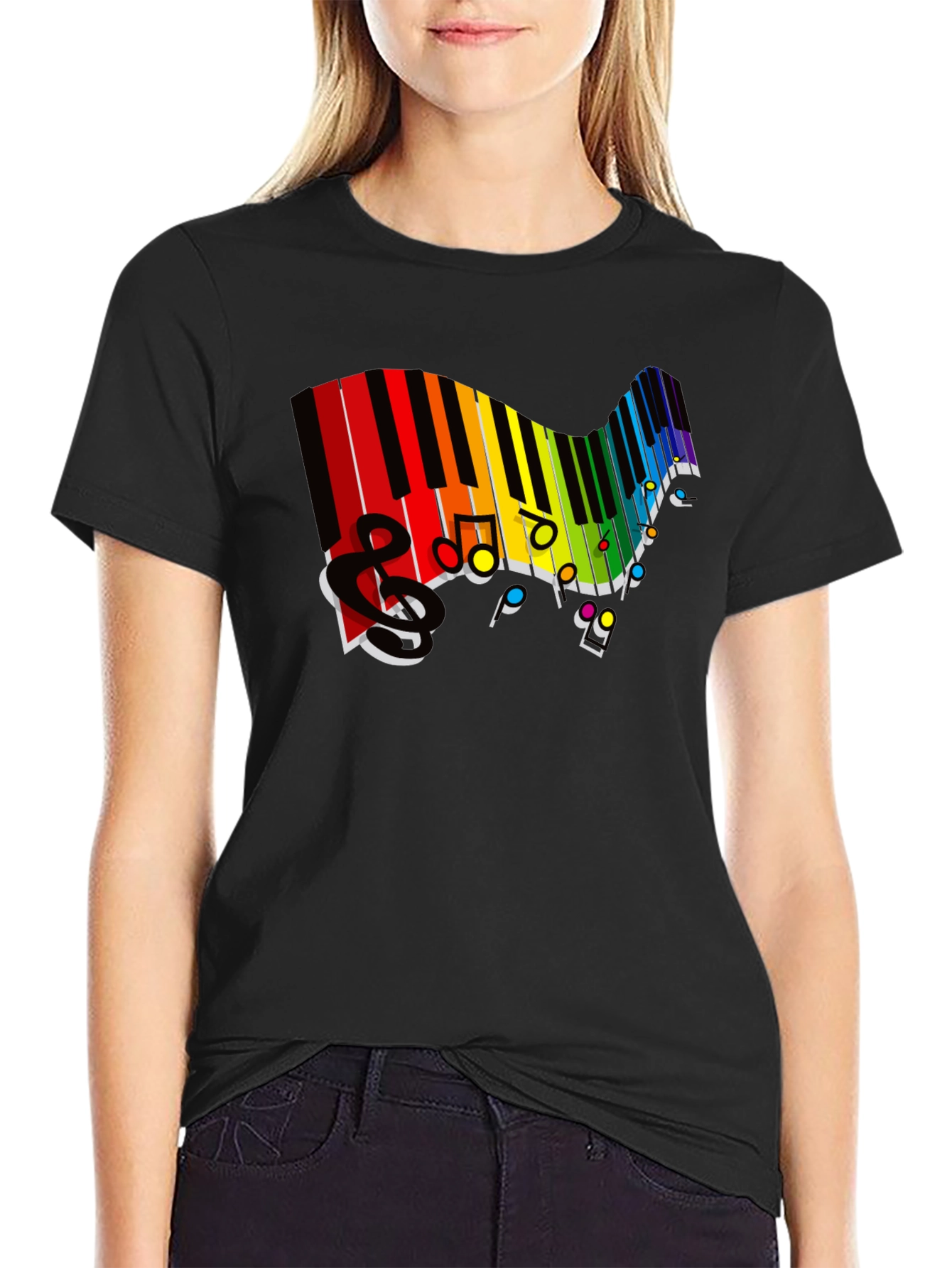 Rainbow Piano Keys Music T-Shirt