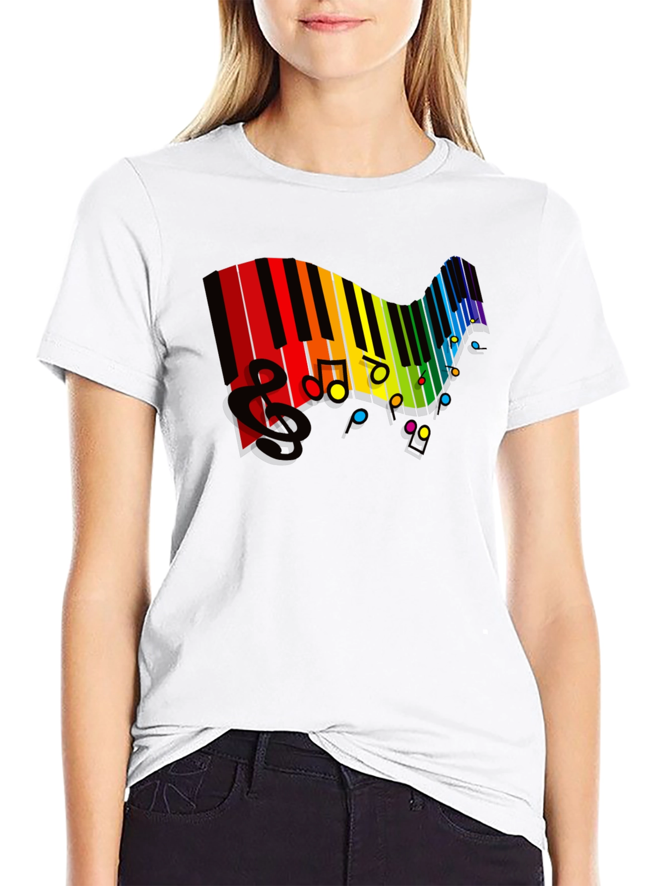 Rainbow Piano Keys Music T-Shirt
