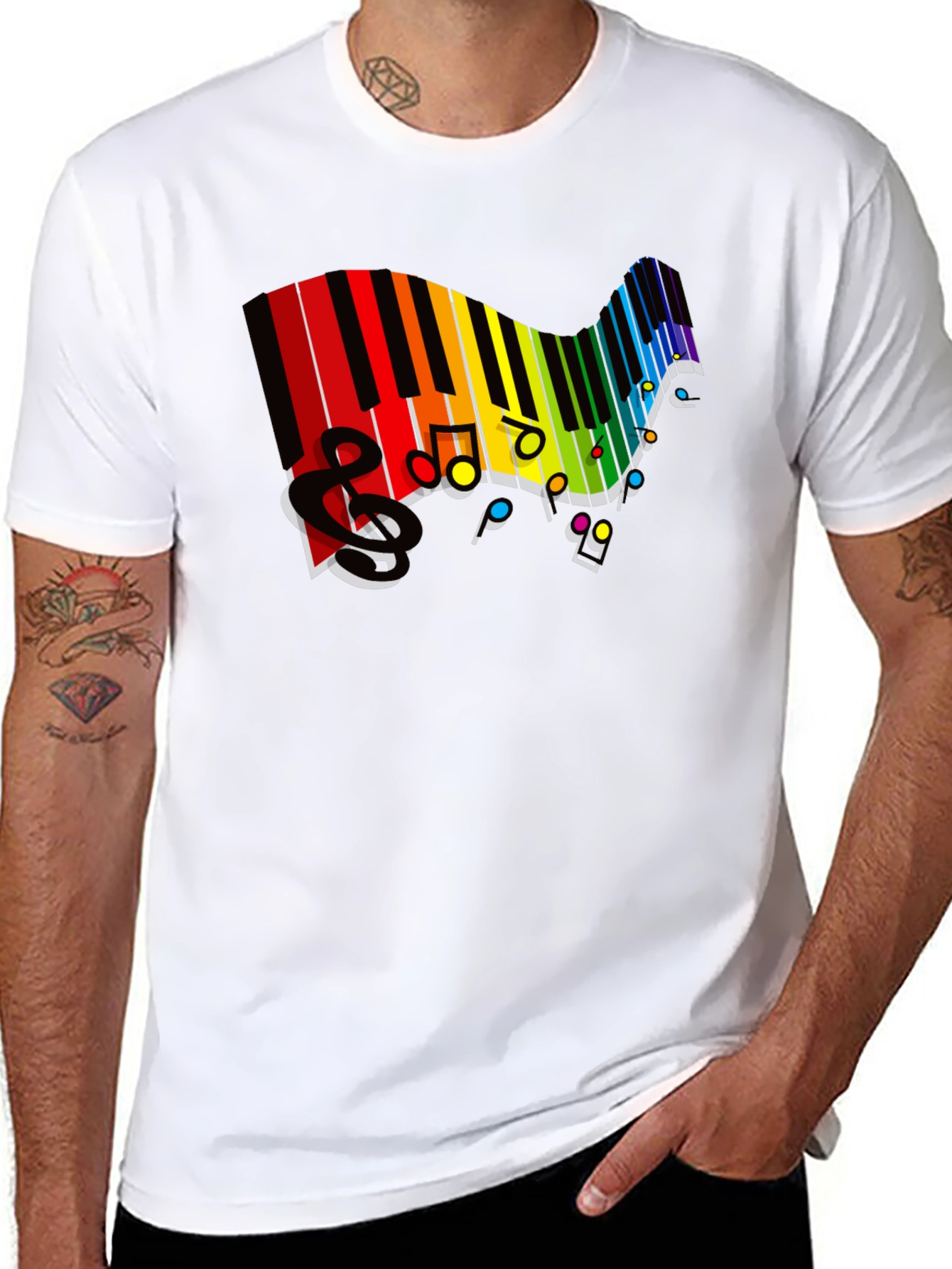 Rainbow Piano Keys Music T-Shirt
