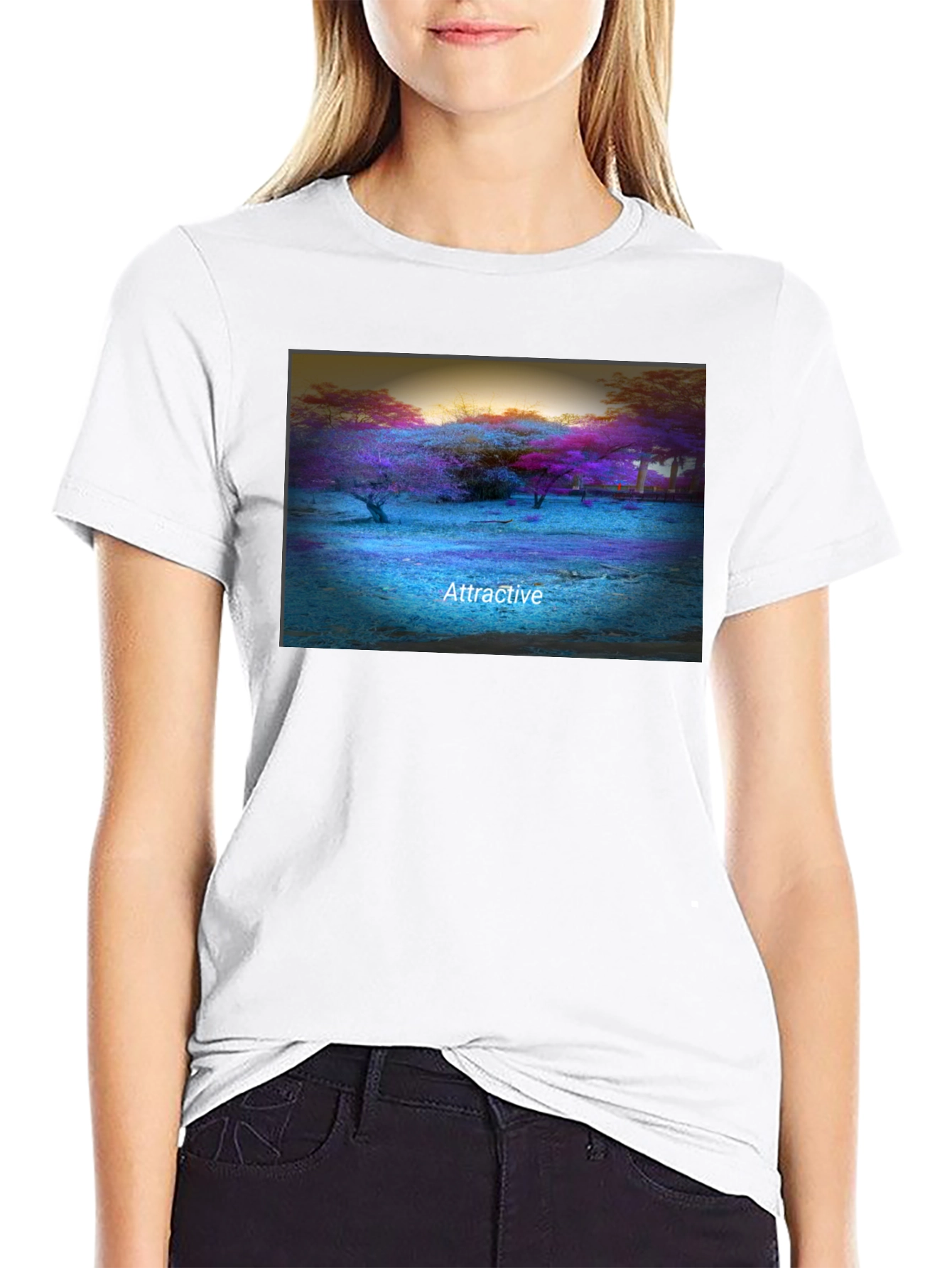 Attractive Nature Scene Black T-Shirt