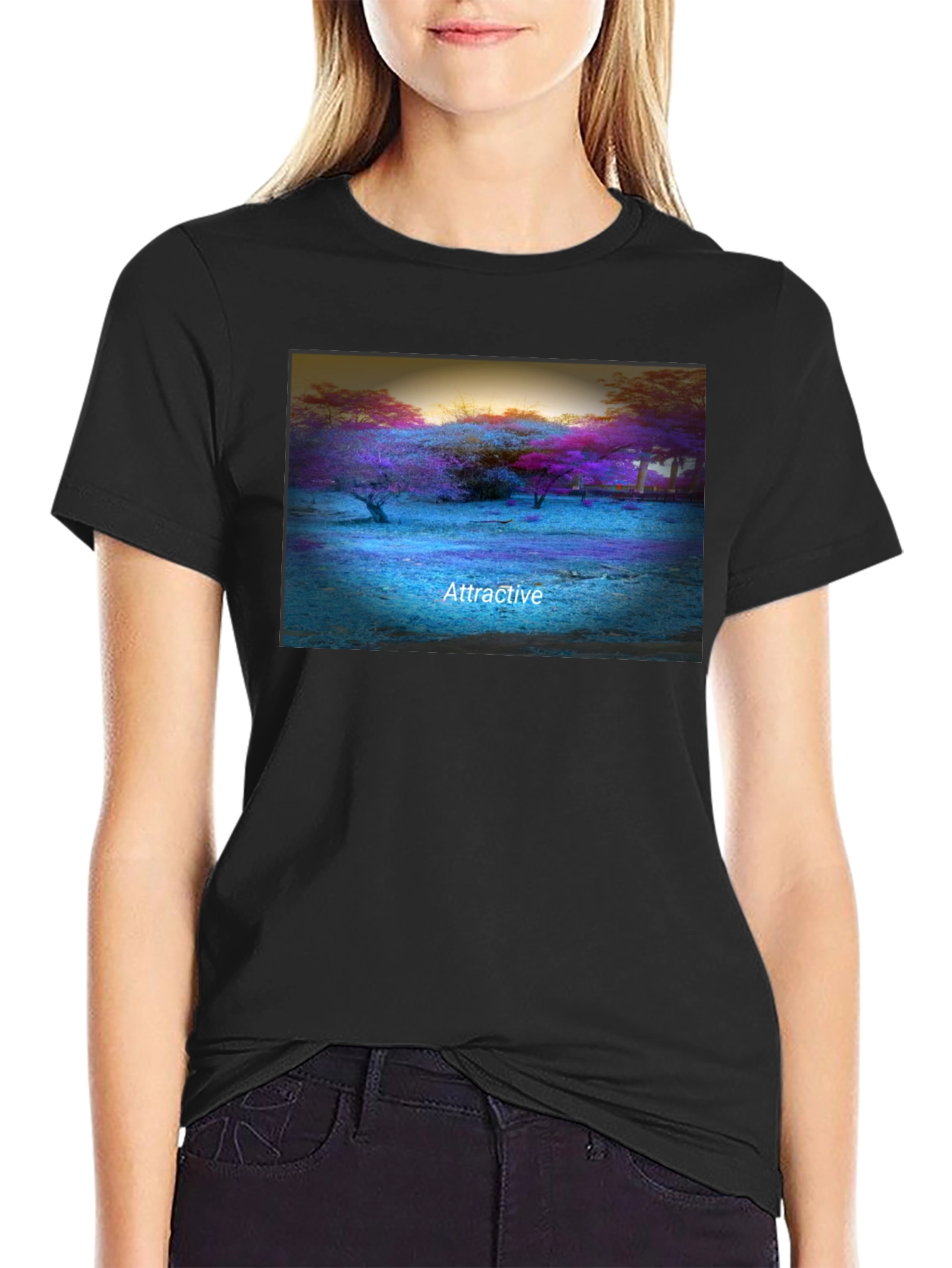 Attractive Nature Scene Black T-Shirt