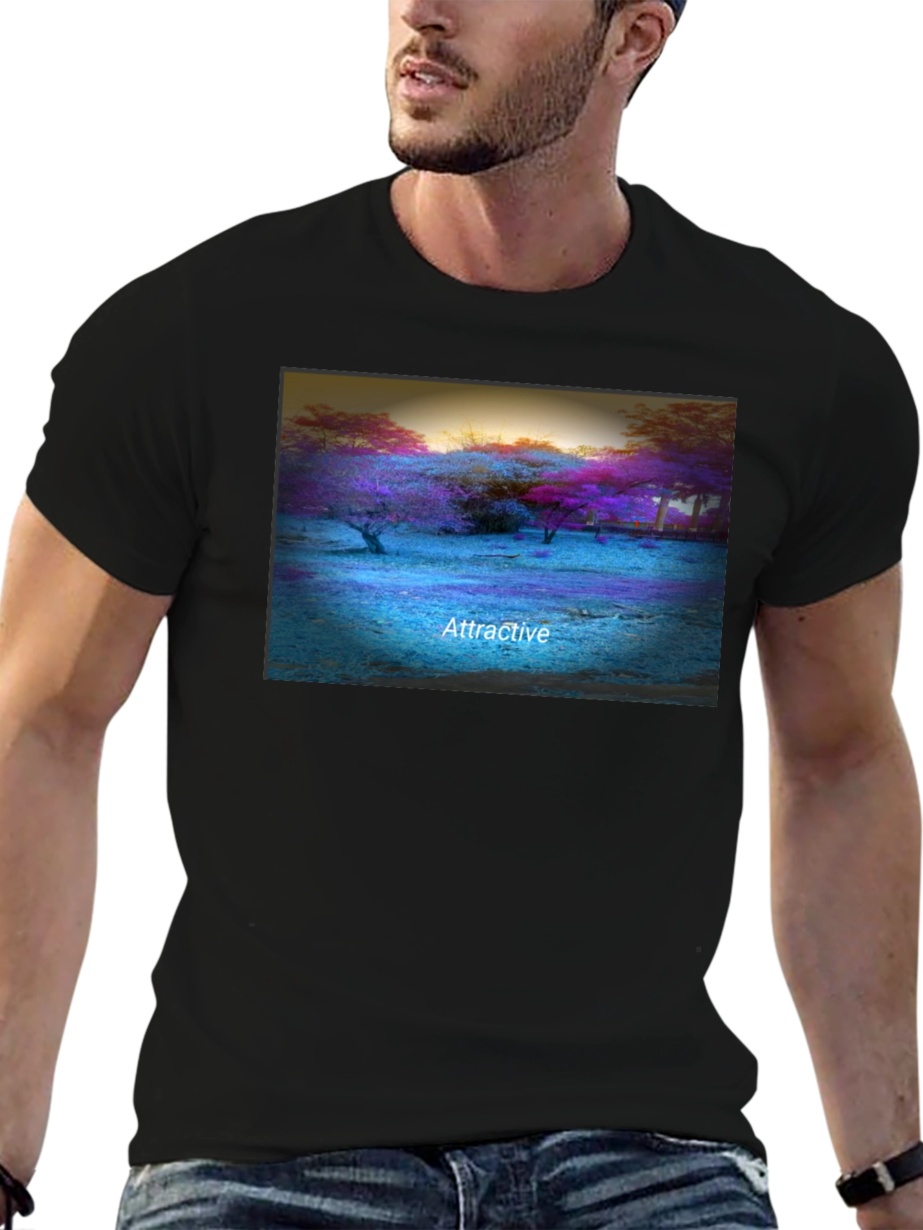 Attractive Nature Scene Black T-Shirt