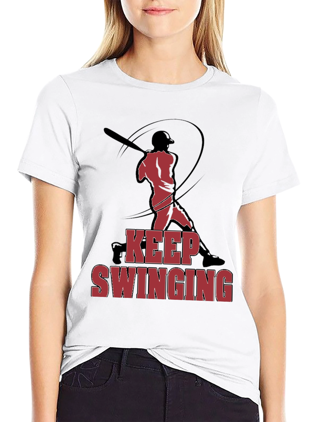 Keep Swinging Graphic Tee - Baseball Fan T-Shirt