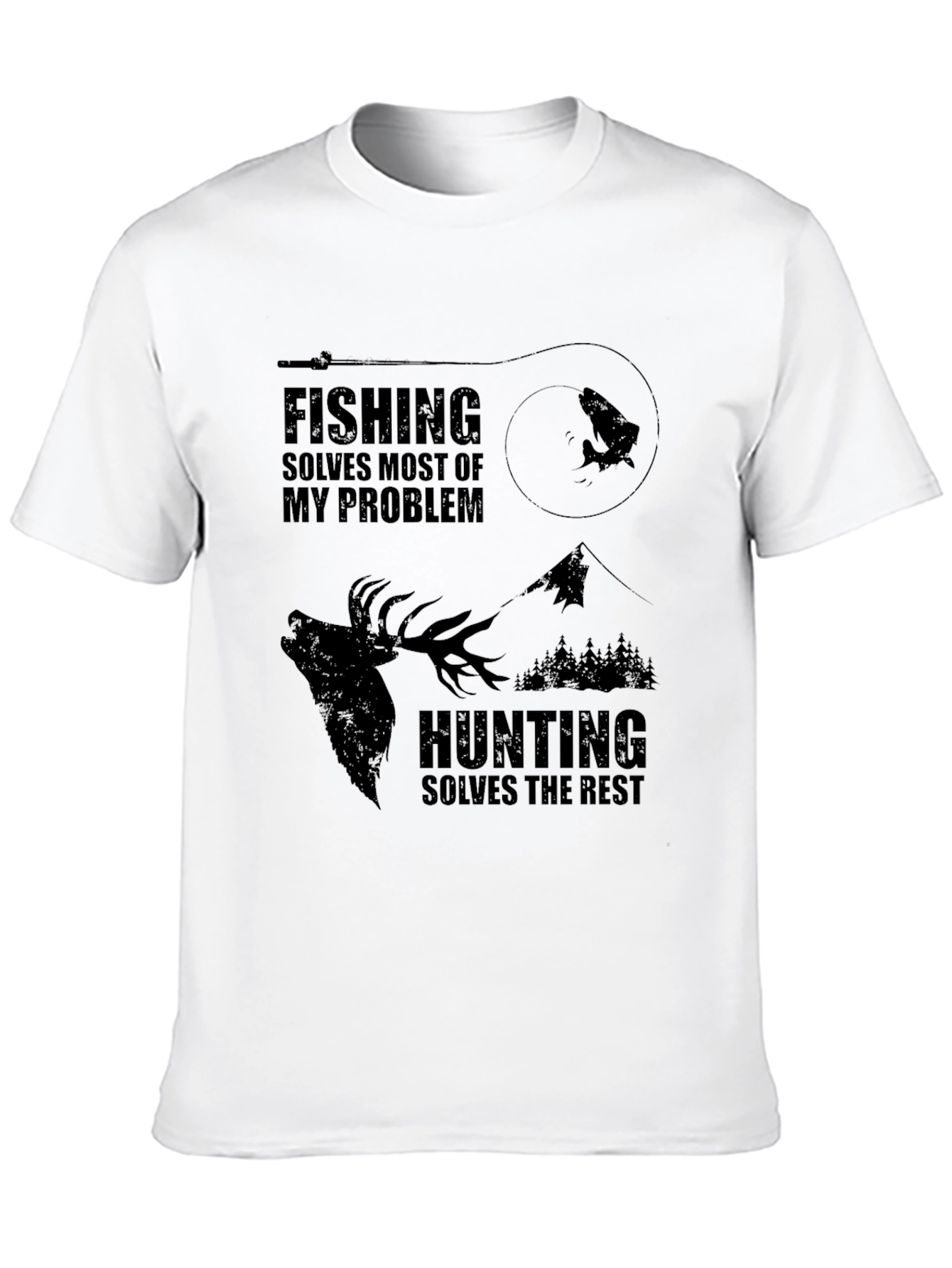 Fishing and Hunting Graphic Print T-Shirt