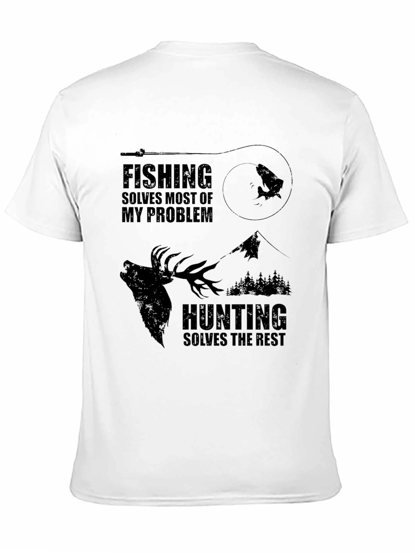 Fishing and Hunting Graphic Print T-Shirt