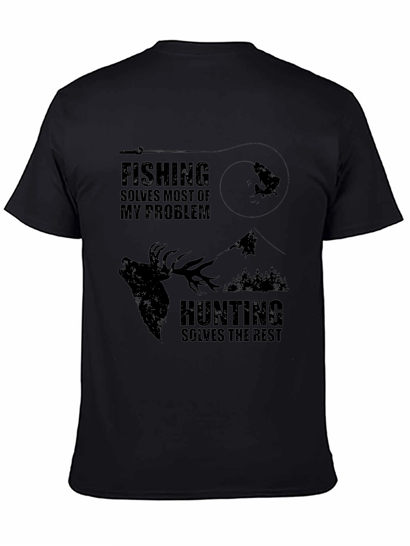 Fishing and Hunting Graphic Print T-Shirt